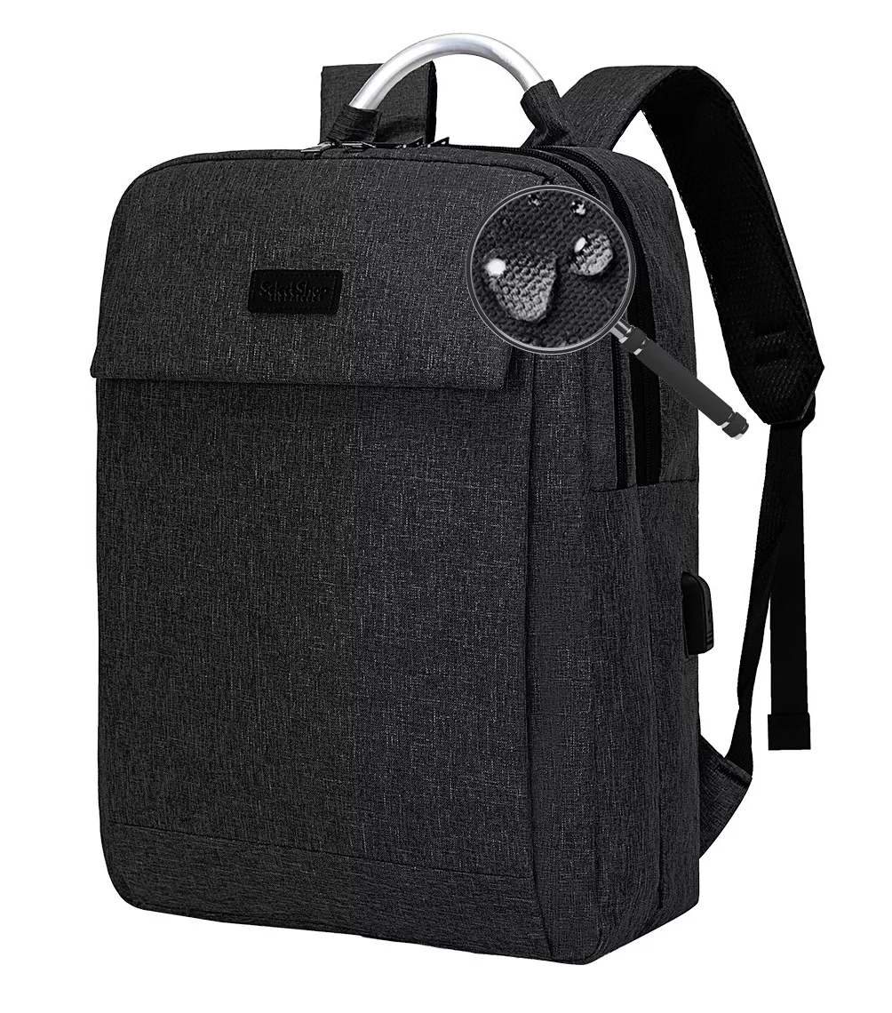 Foto 6 pulgar | Mochila Antirrobo Impermeable Escolar Con Contraseña Y Usb Color Negro Agarradera Plata