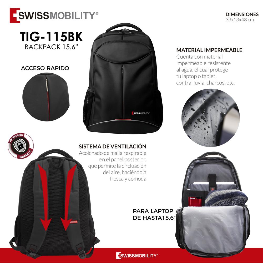 Foto 6 | Mochila Backpack Swissmobility para Laptop de 17'' color Negro