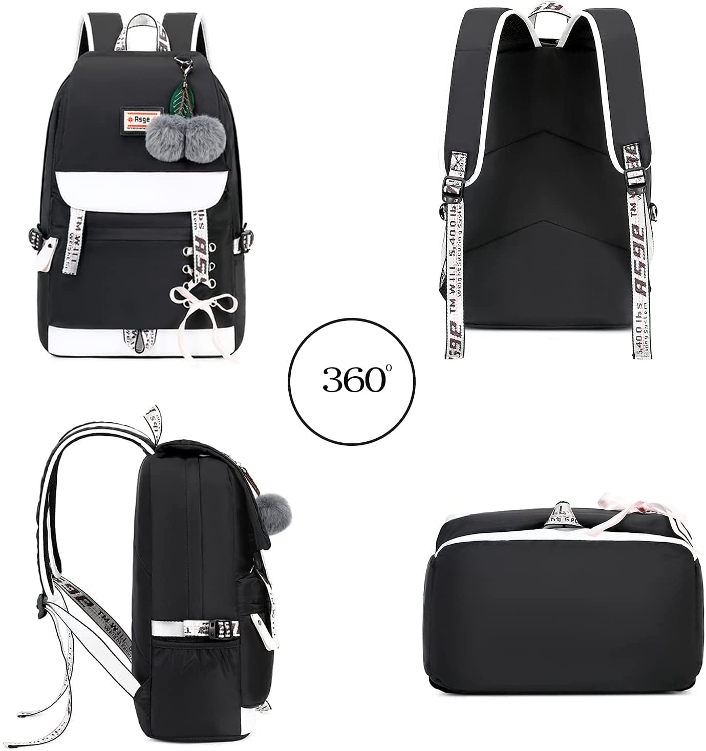Foto 4 pulgar | Mochila Generic Asge de Nailon Negro - Venta Internacional