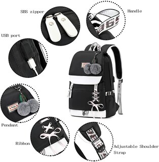 Foto 4 | Mochila Generic Asge de Nailon Negro - Venta Internacional