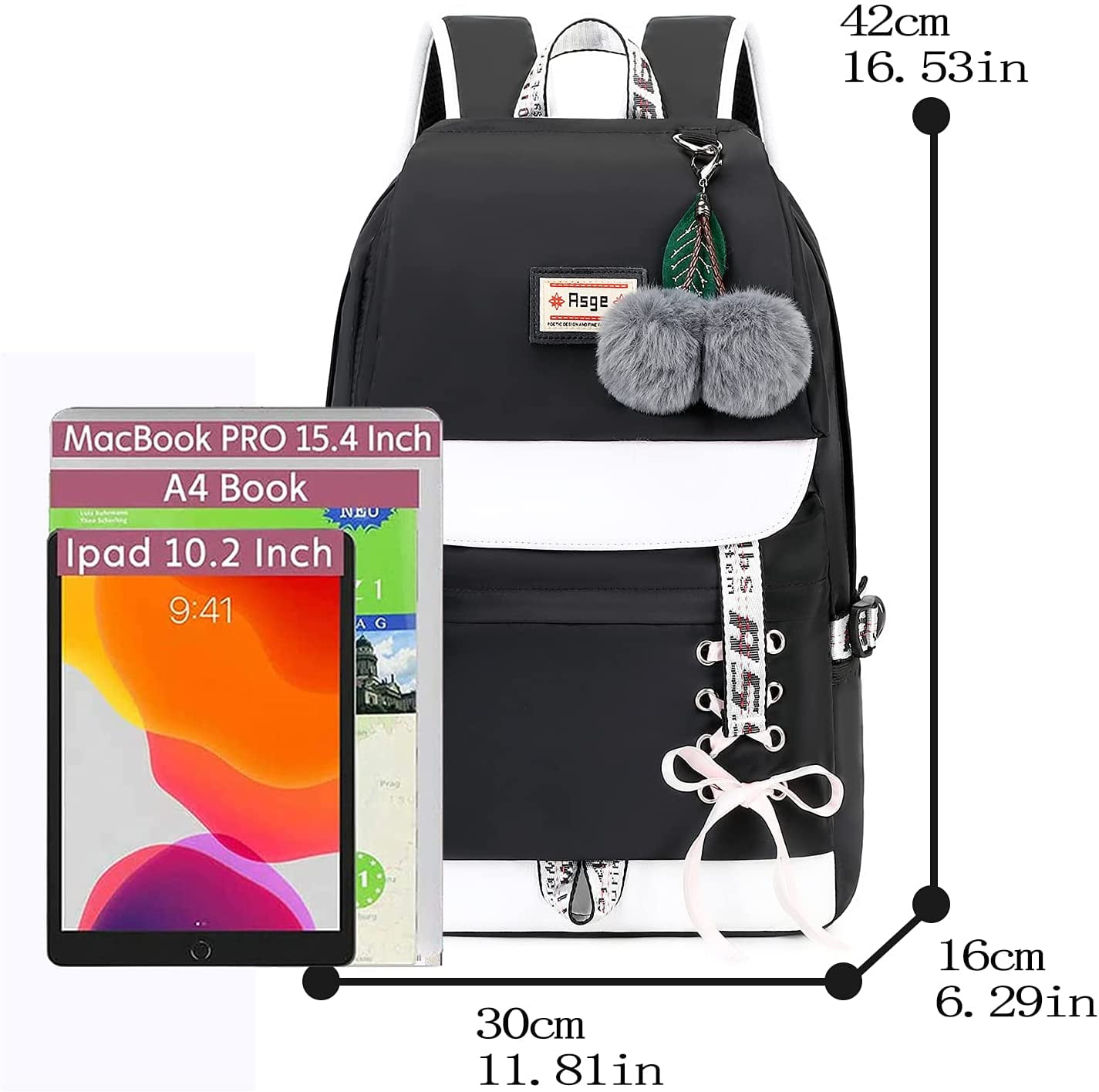 Foto 6 pulgar | Mochila Generic Asge de Nailon Negro - Venta Internacional