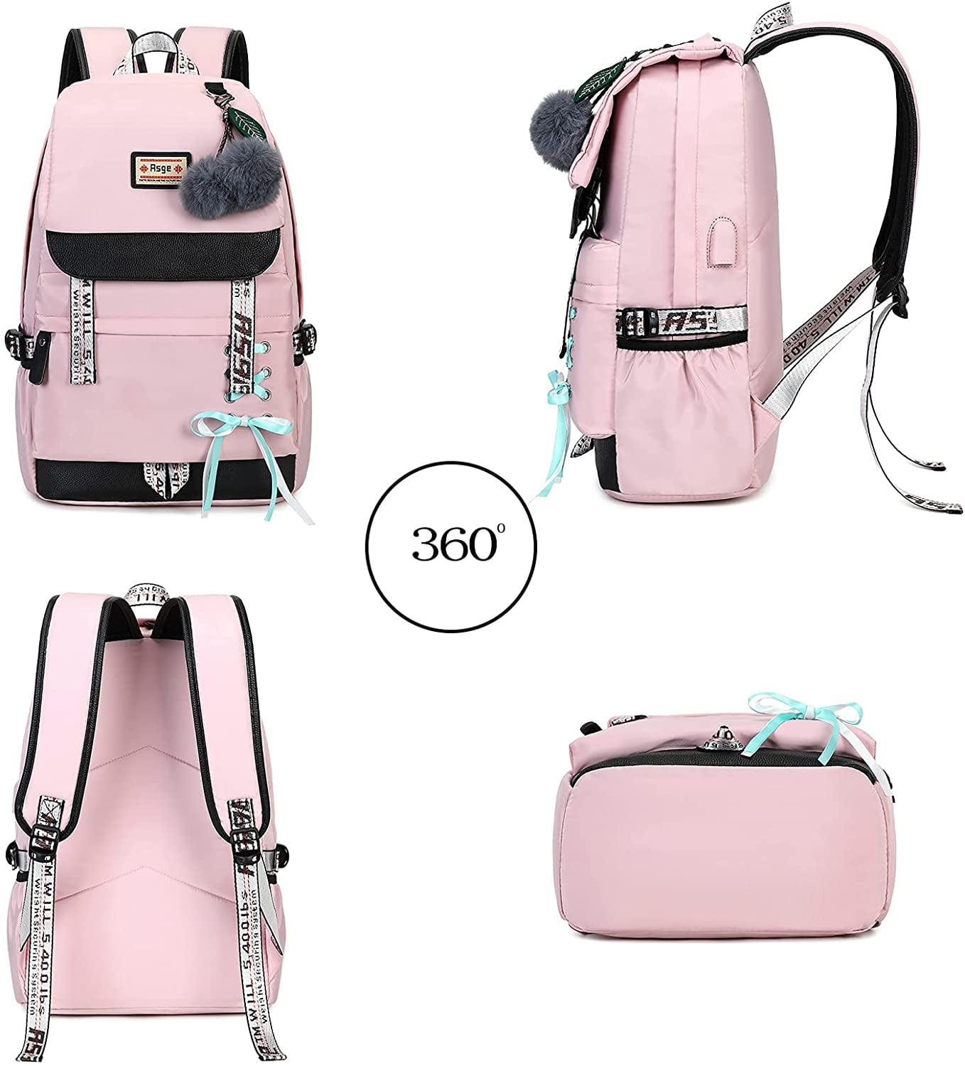Foto 3 pulgar | Mochila Generic Asge Casual de Nailon Rosa - Venta Internacional