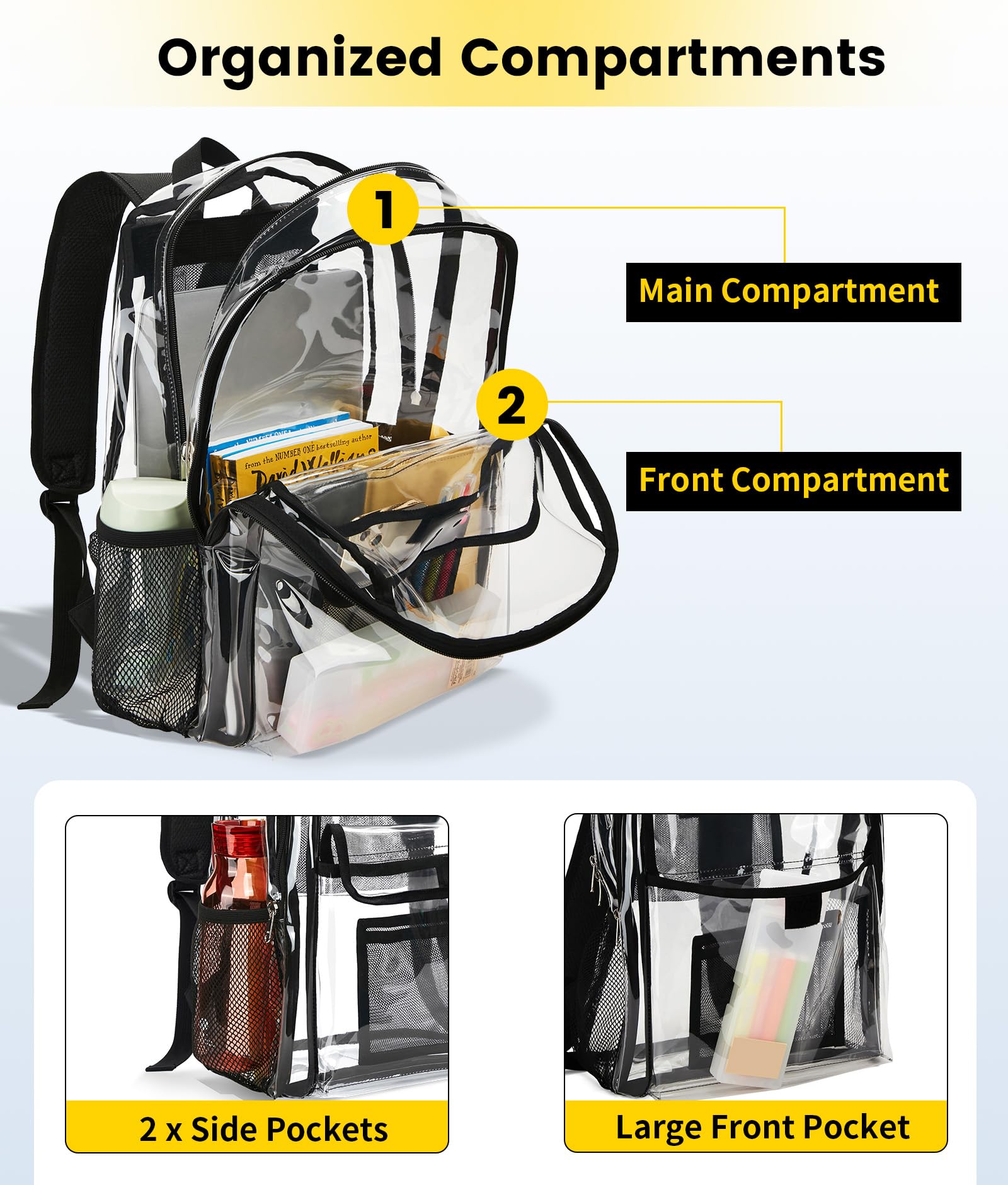 Foto 4 pulgar | Mochila Vorspack Clear Heavy Duty Transparente Negra 25 L - Venta Internacional.