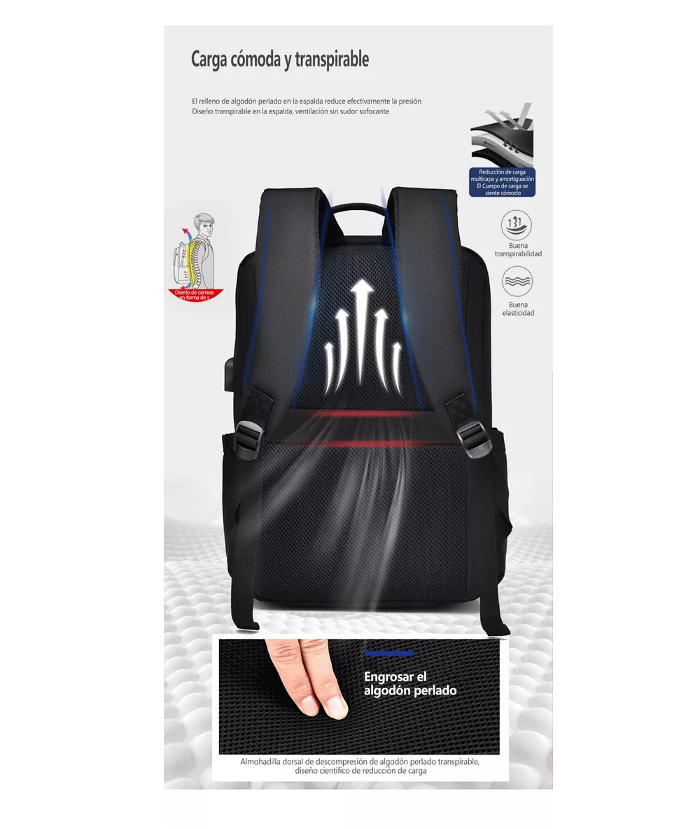Foto 4 pulgar | Mochila De Hombro De Negocios De Gran Capacidad Resistente Escolar Negro