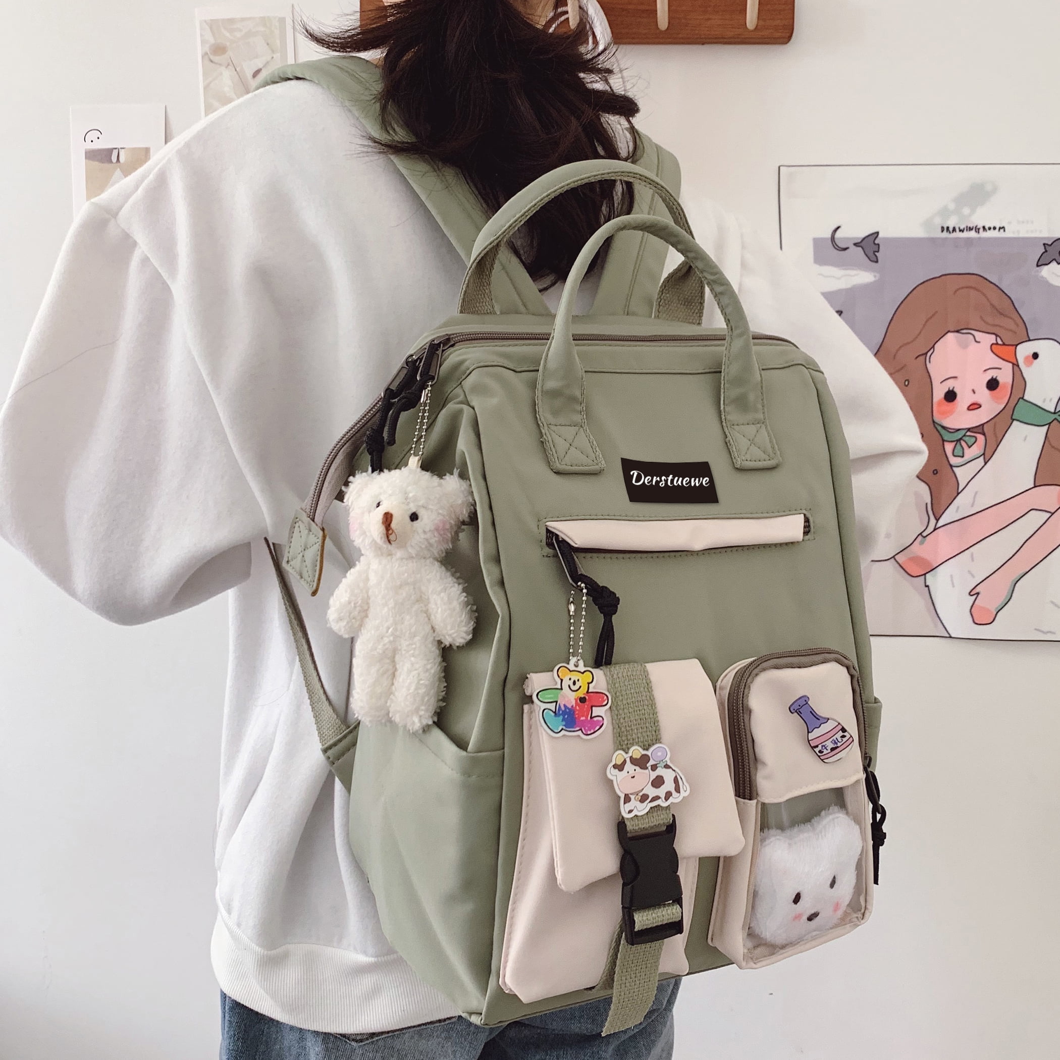 Foto 6 pulgar | Mochila Clip Bear Accessory Verde para Niñas - Venta Internacional
