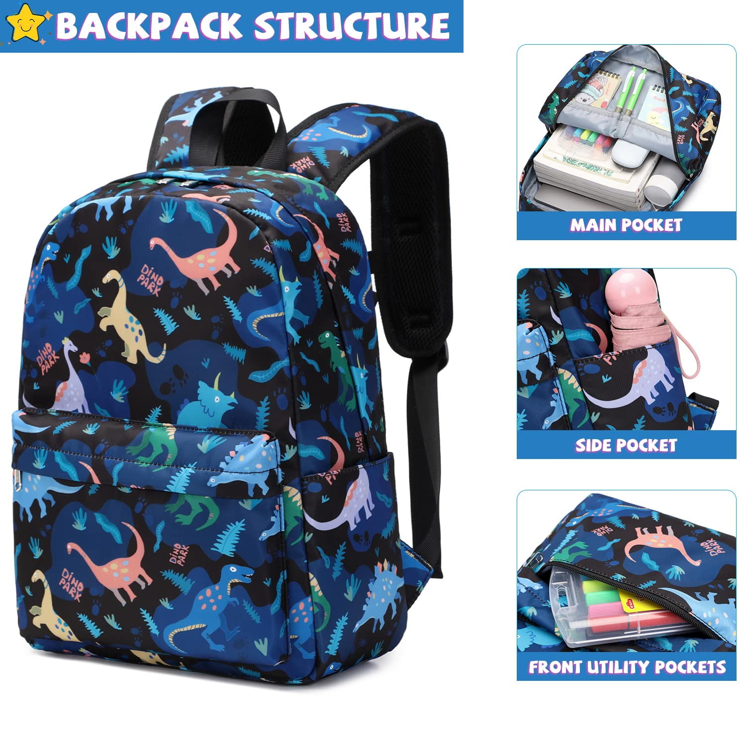 Foto 3 | Juego De Tres Bolsas Para Libros Para Niños Y Niñas Con Lonchera - Venta Internacional.