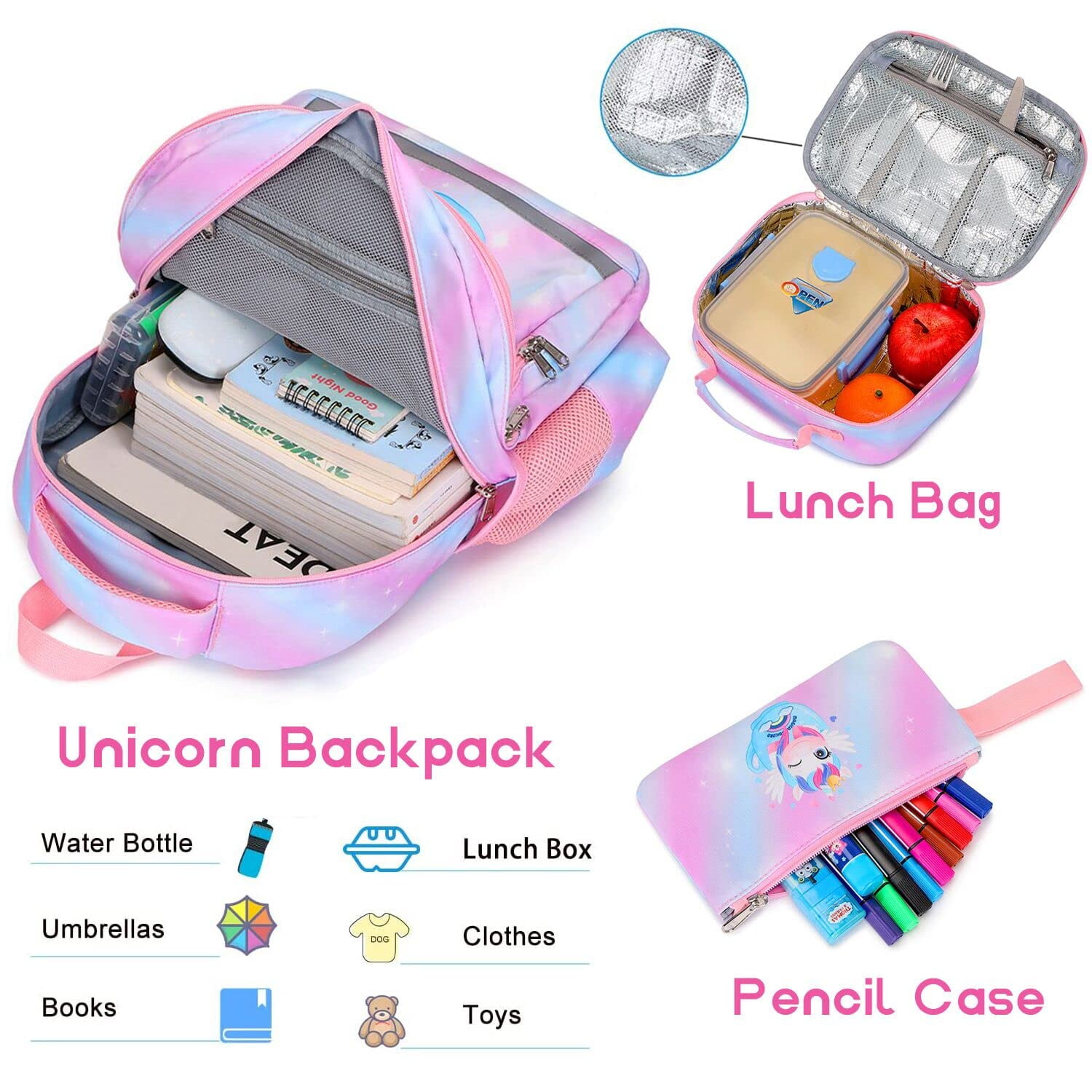 Foto 6 pulgar | Juego De Tres Bolsas Para Libros Para Niños Y Niñas Con Lonchera - Venta Internacional.
