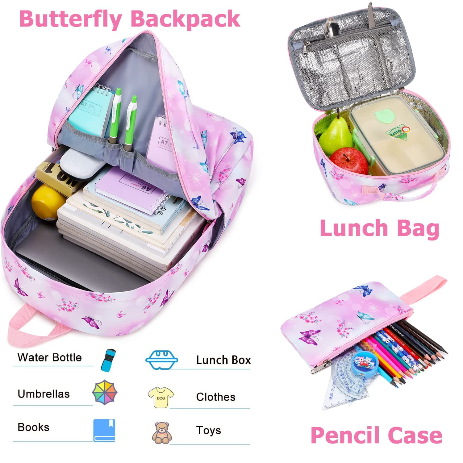 Foto 7 pulgar | Juego De Tres Bolsas Para Libros Para Niños Y Niñas Con Lonchera - Venta Internacional.