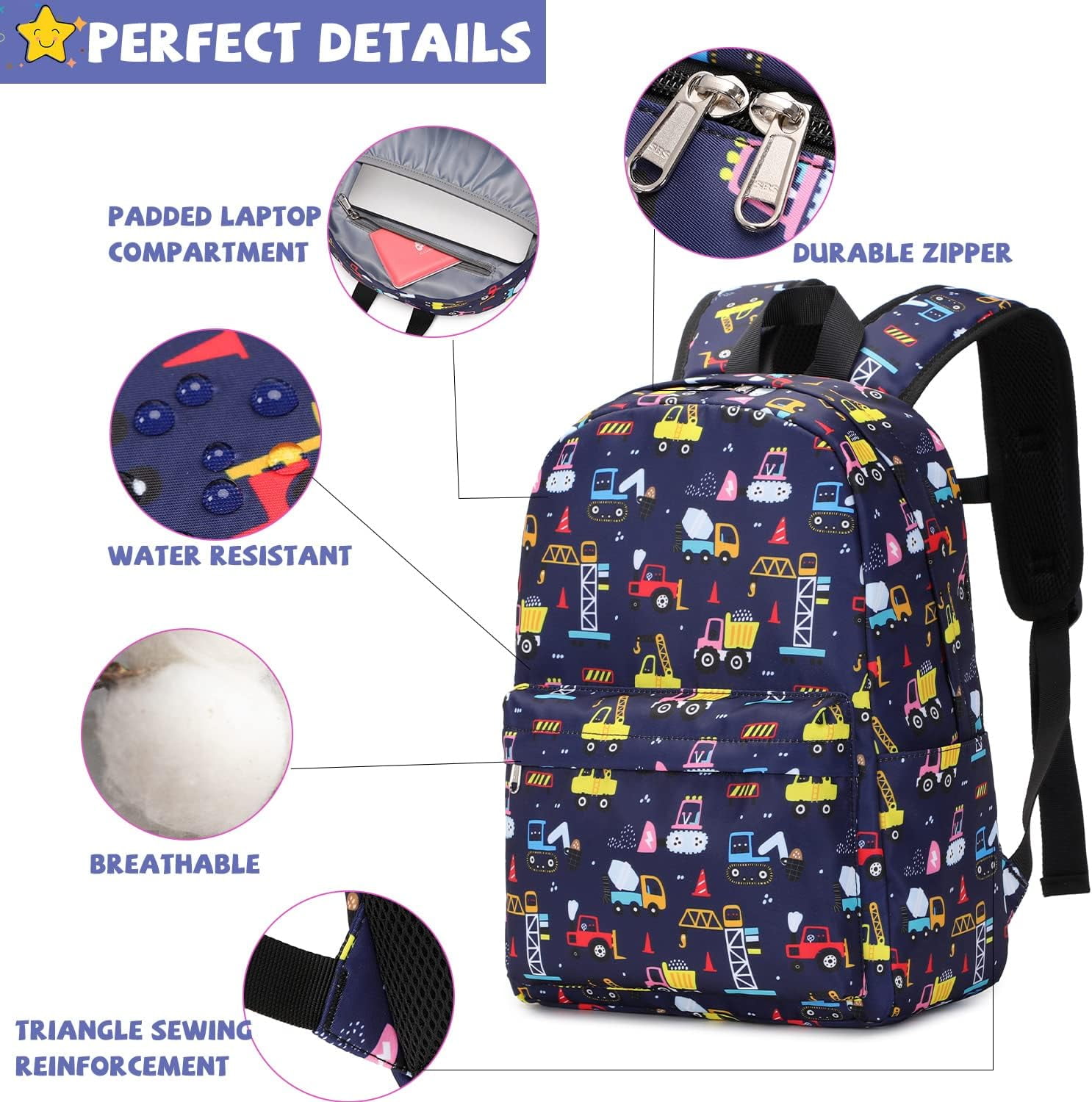 Foto 2 | Juego De Tres Bolsas Para Libros Para Niños Y Niñas Con Lonchera - Venta Internacional.