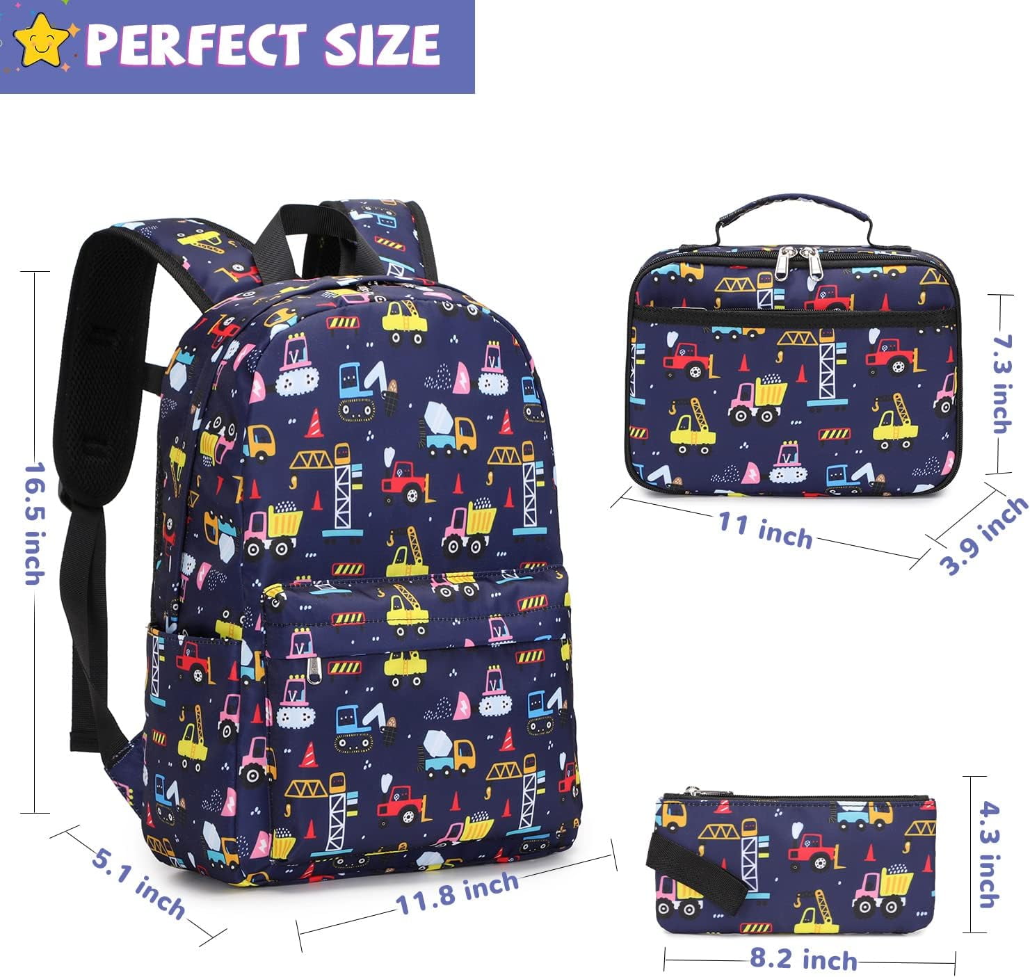 Foto 5 | Juego De Tres Bolsas Para Libros Para Niños Y Niñas Con Lonchera - Venta Internacional.