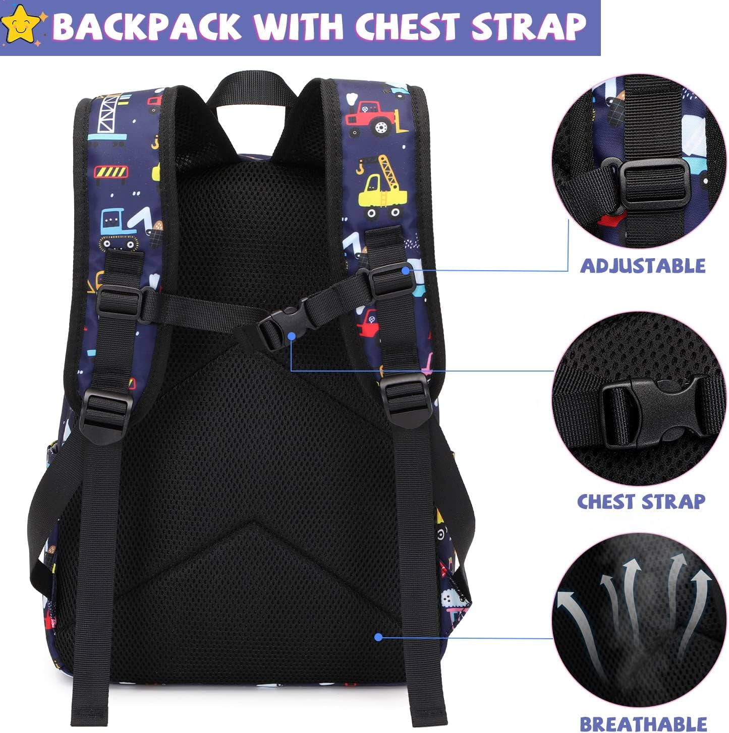 Foto 7 | Juego De Tres Bolsas Para Libros Para Niños Y Niñas Con Lonchera - Venta Internacional.