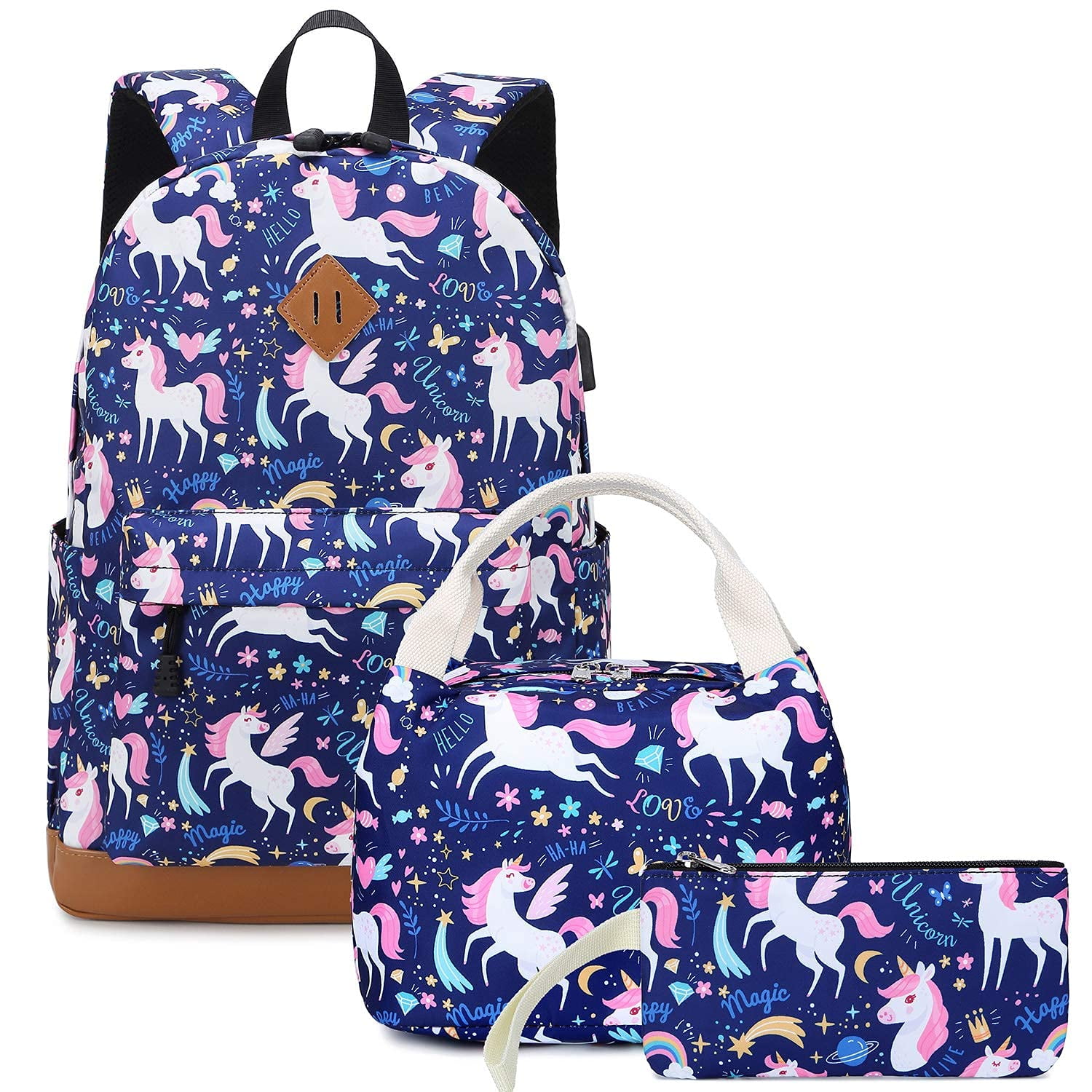 Foto 3 | Juego De Tres Bolsas Para Libros Para Niños Y Niñas Con Lonchera - Venta Internacional.