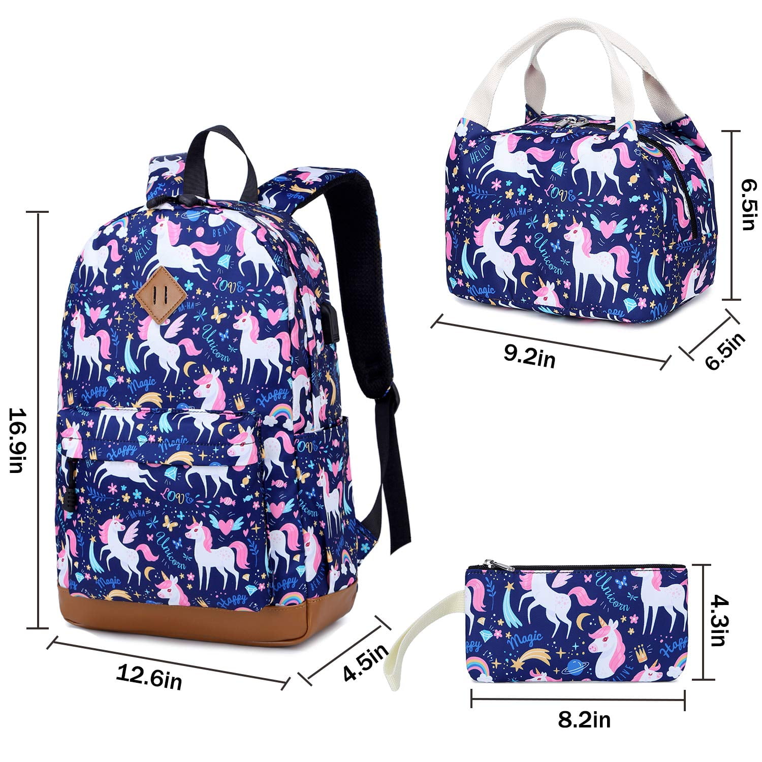 Foto 8 pulgar | Juego De Tres Bolsas Para Libros Para Niños Y Niñas Con Lonchera - Venta Internacional.