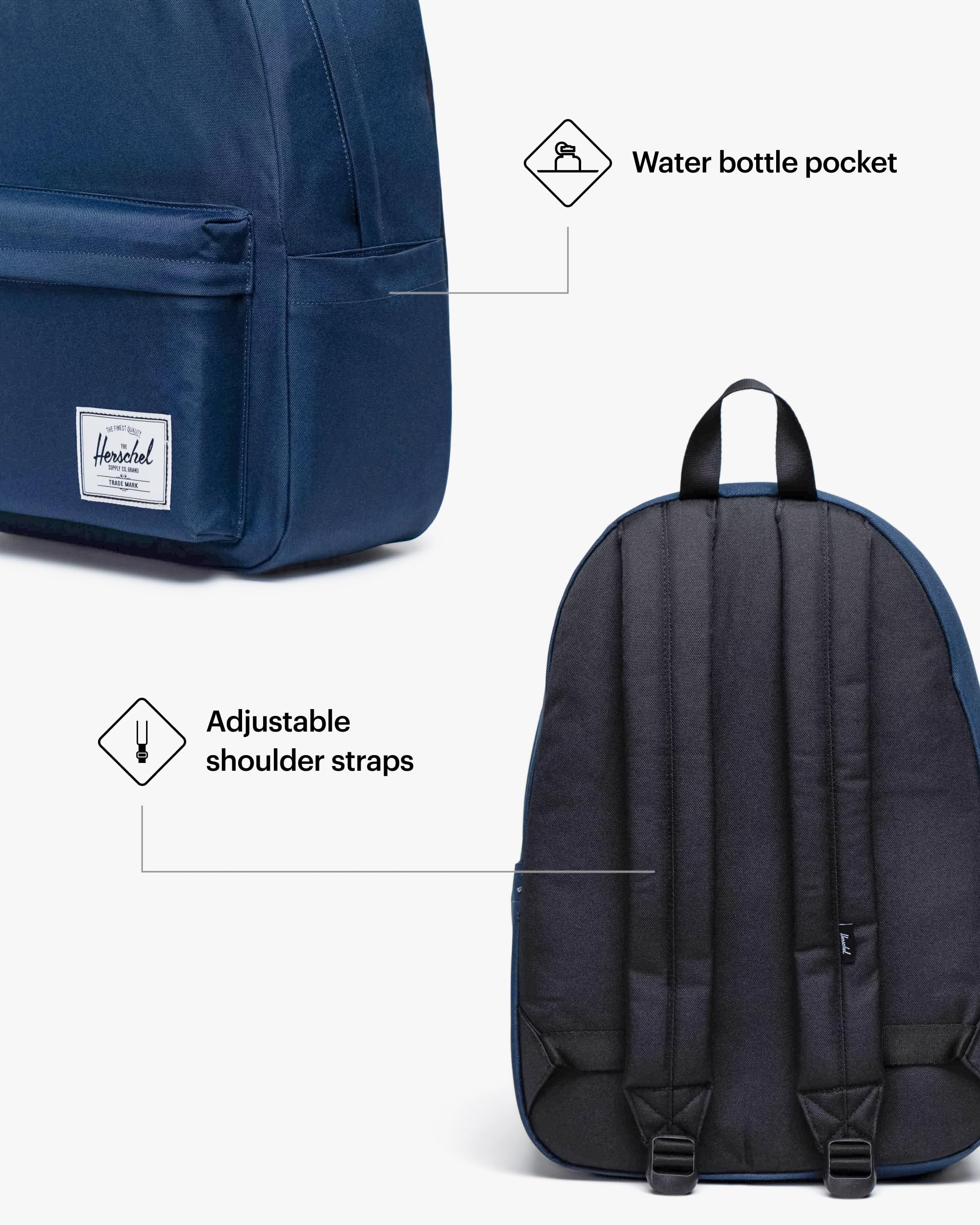Foto 4 | Mochila Herschel Classic XL Azul Marino con Funda Flotante para Portátil de 15 o 16 Pulgadas