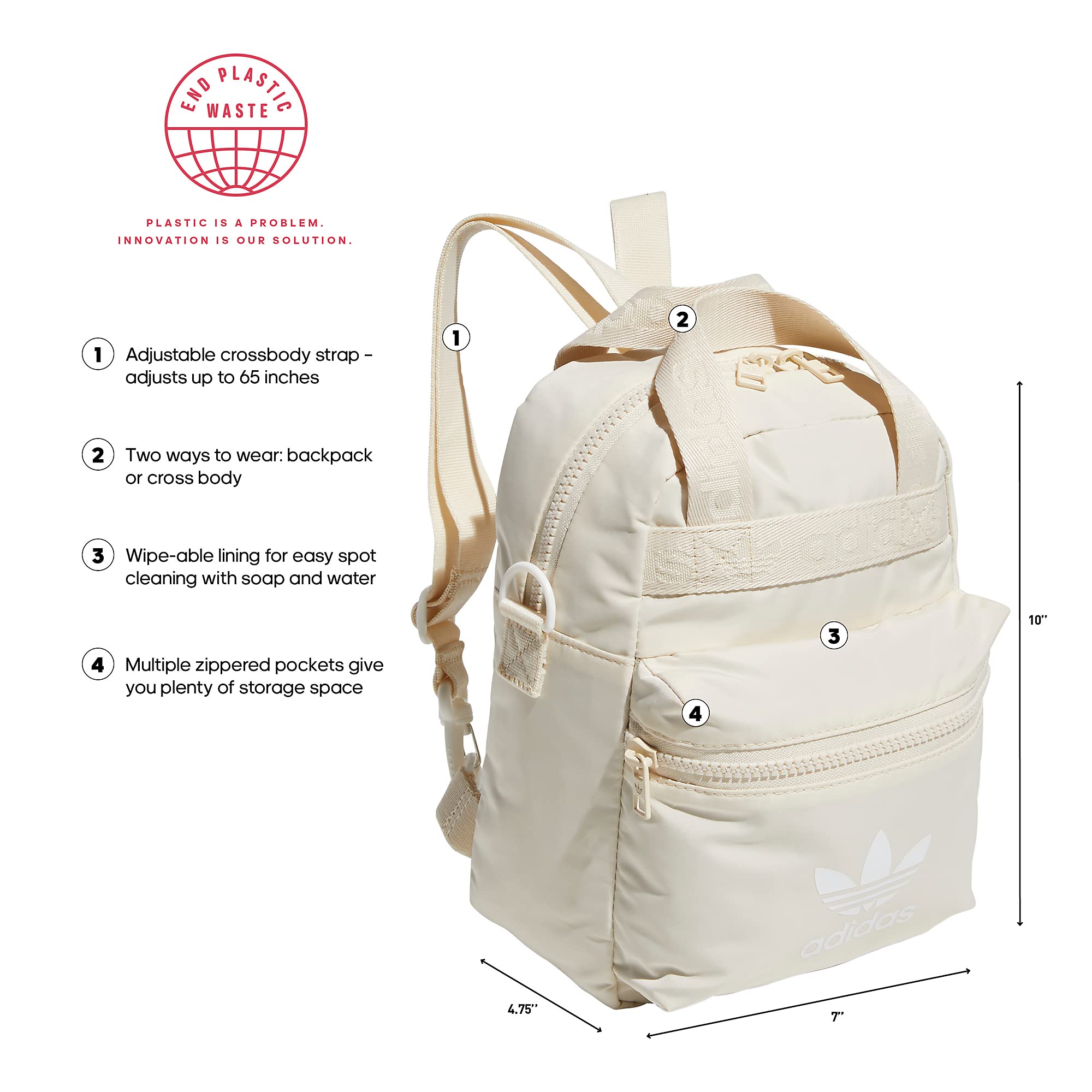 Foto 3 pulgar | Mochila Adidas Originals Micro Small Mini Wonder White - Venta Internacional.