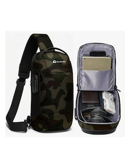 Foto 2 | Mochila Antirrobo Cruzada Resistente Al Agua Con Puerto Usb Camuflaje Verde Bluelander