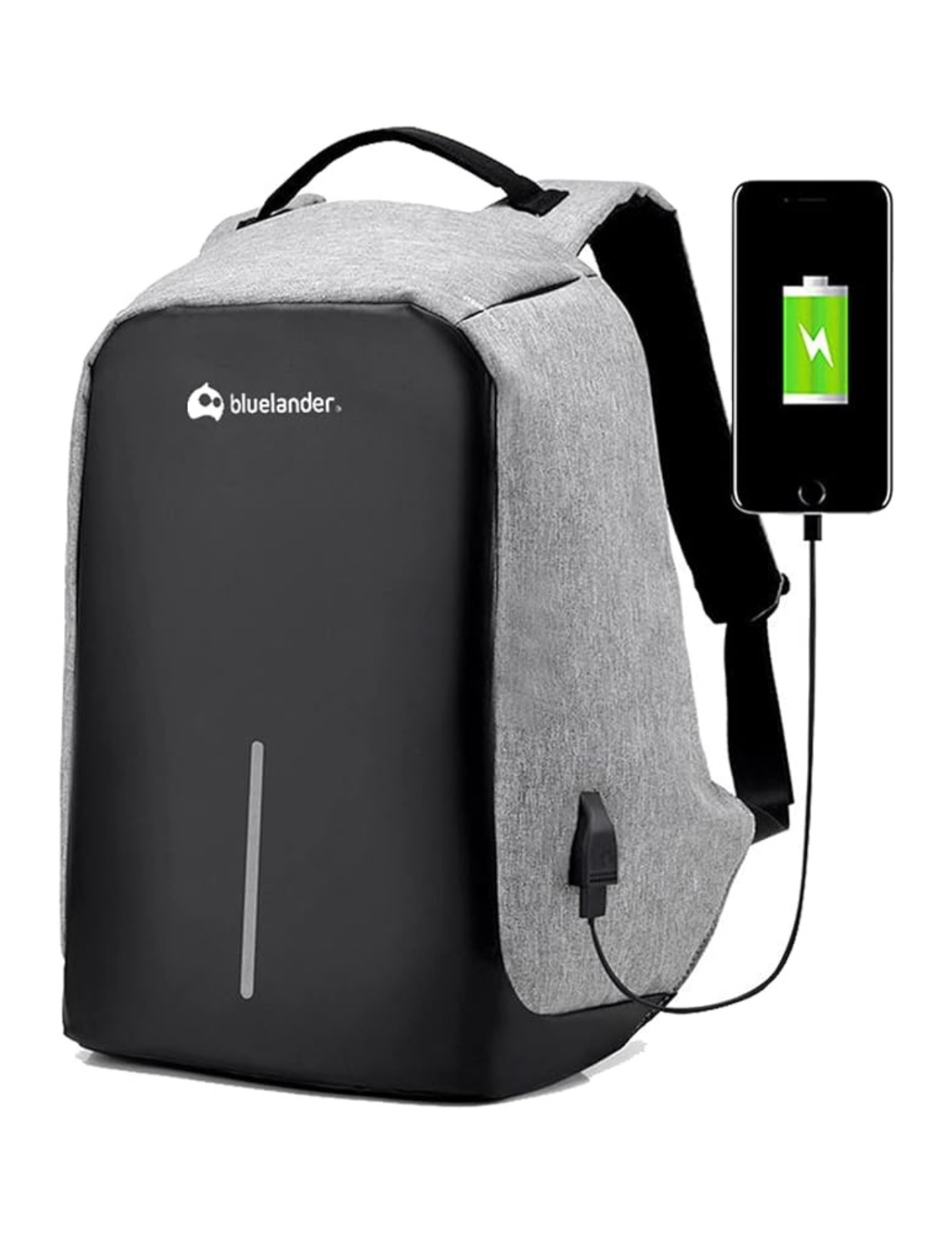 Foto 2 pulgar | Mochila Antirrobo para Laptop Bluelander Gris Expandible Impermeable con Puerto USB