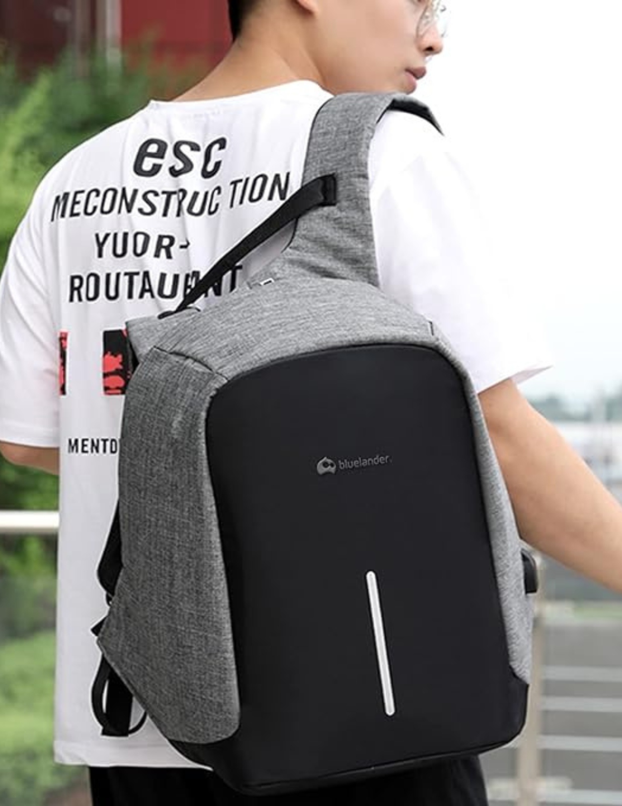 Foto 4 | Mochila Antirrobo para Laptop Bluelander Gris Expandible Impermeable con Puerto USB