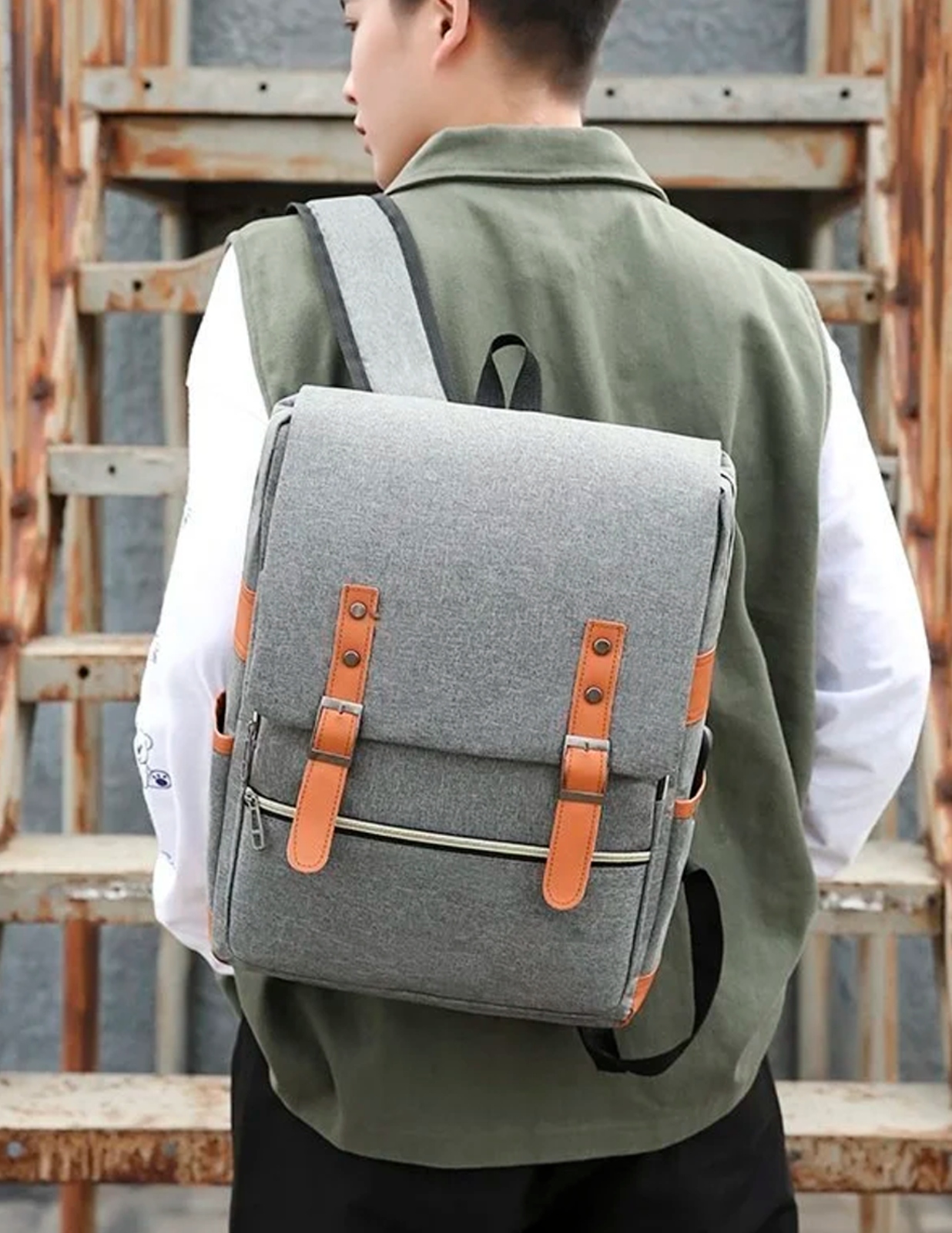Foto 4 pulgar | Mochila Antirrobo para Laptop Bluelander Gris Impermeable Puerto de Carga USB