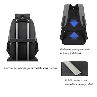 Foto 4 | Mochila Para Laptop Negro De 17.3 Pulgadas Hombre, Mochila De Viaje 40l,mochila De Trabajo De Negocios Antirrobo