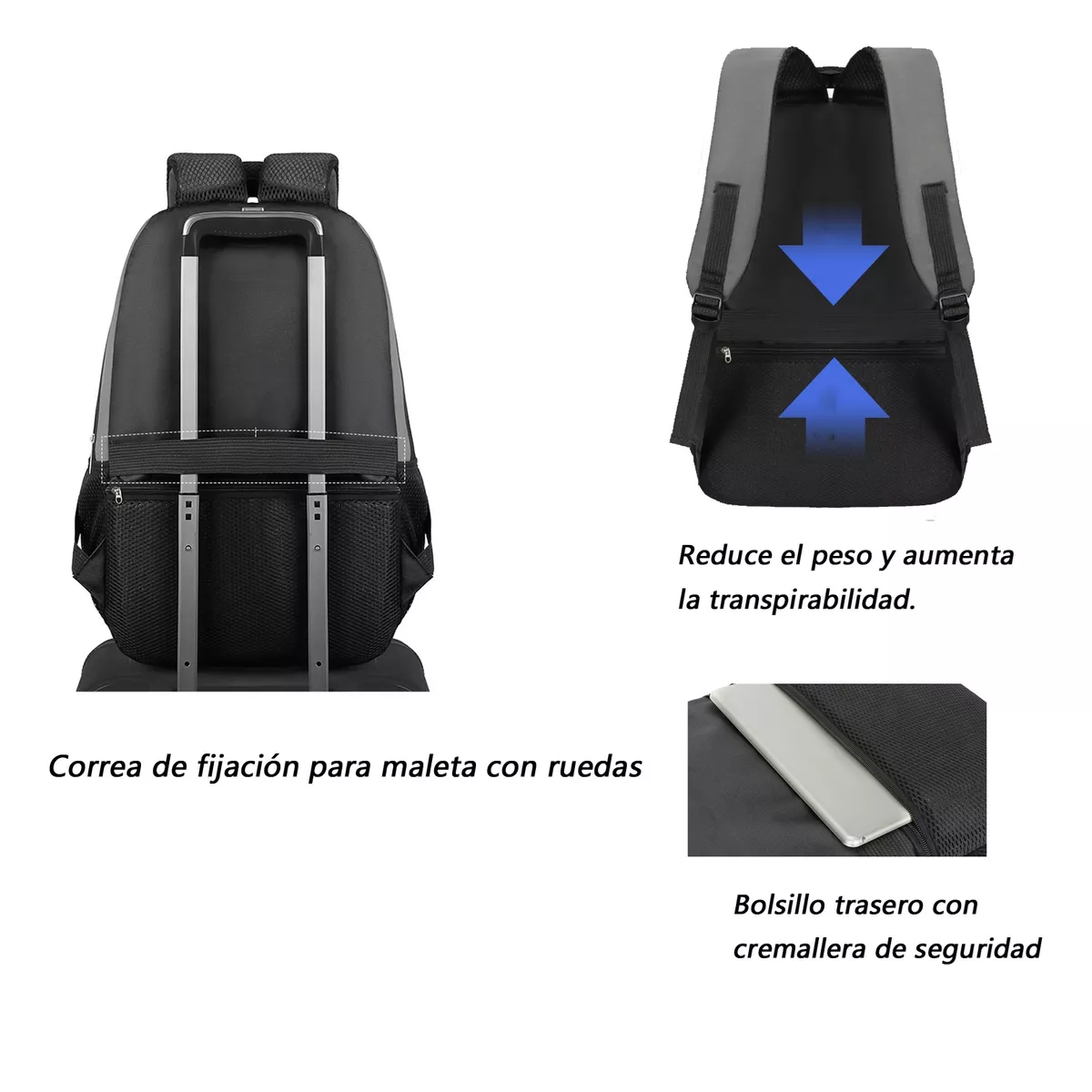 Foto 5 pulgar | Mochila Para Laptop Negro De 17.3 Pulgadas Hombre, Mochila De Viaje 40l,mochila De Trabajo De Negocios Antirrobo