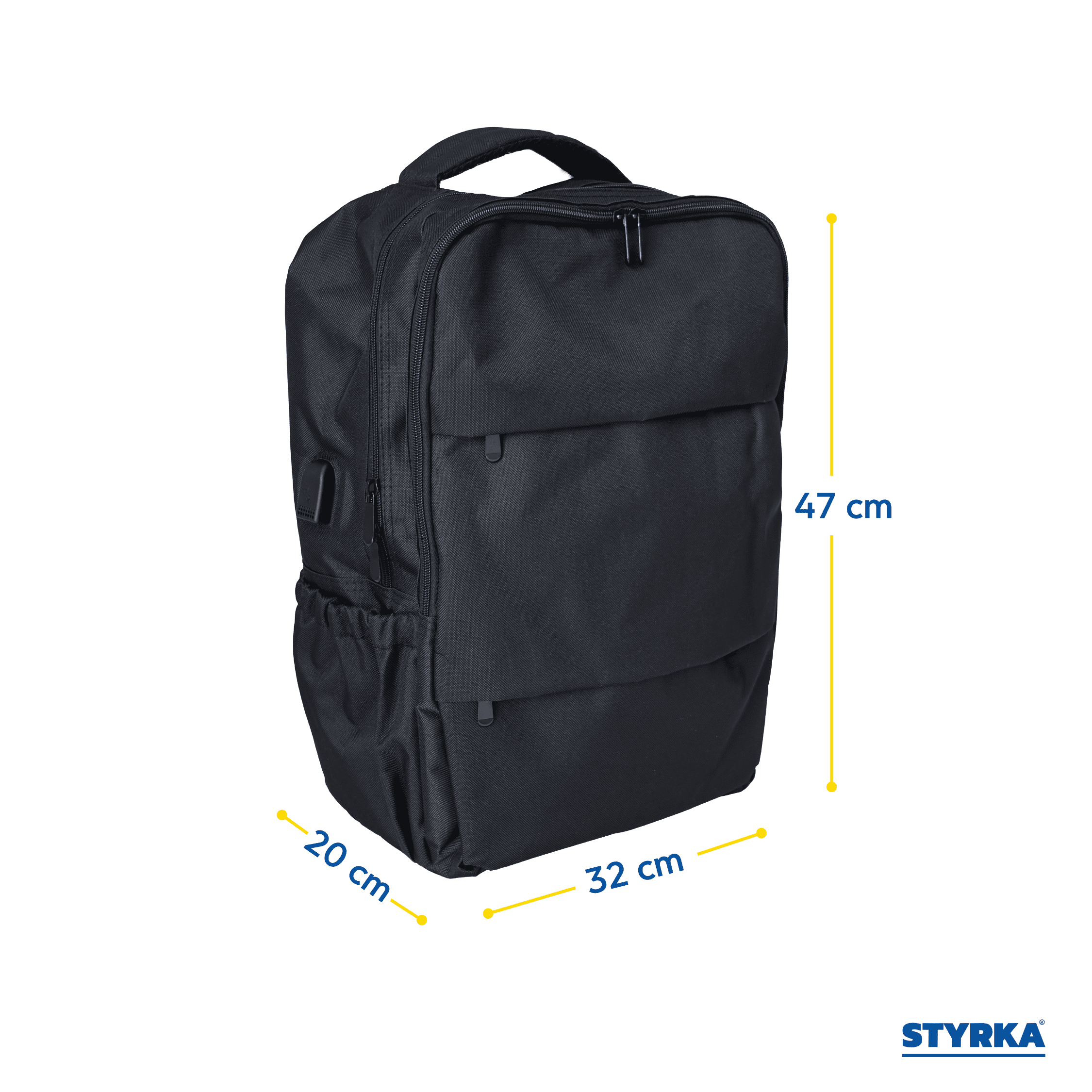 Foto 5 pulgar | Mochila Para Laptop Grande Styrka Color Negro Multicompartimento Puerto Usb