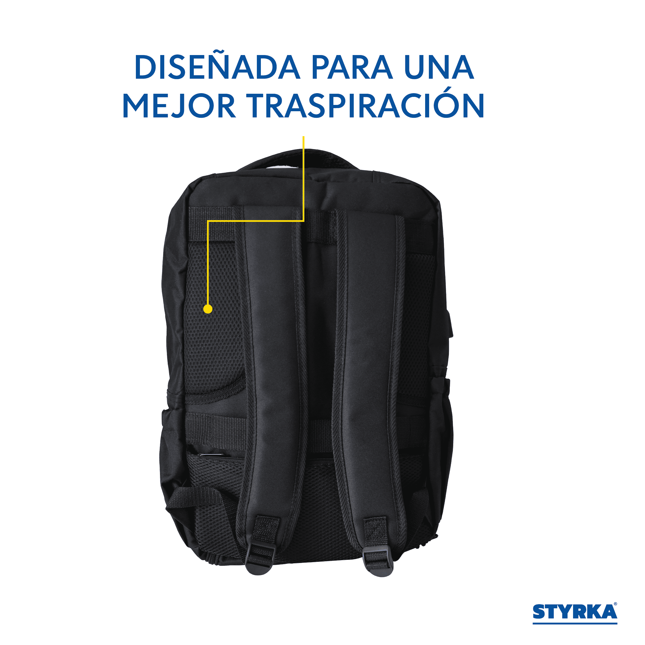 Foto 8 pulgar | Mochila Para Laptop Grande Styrka Color Negro Multicompartimento Puerto Usb