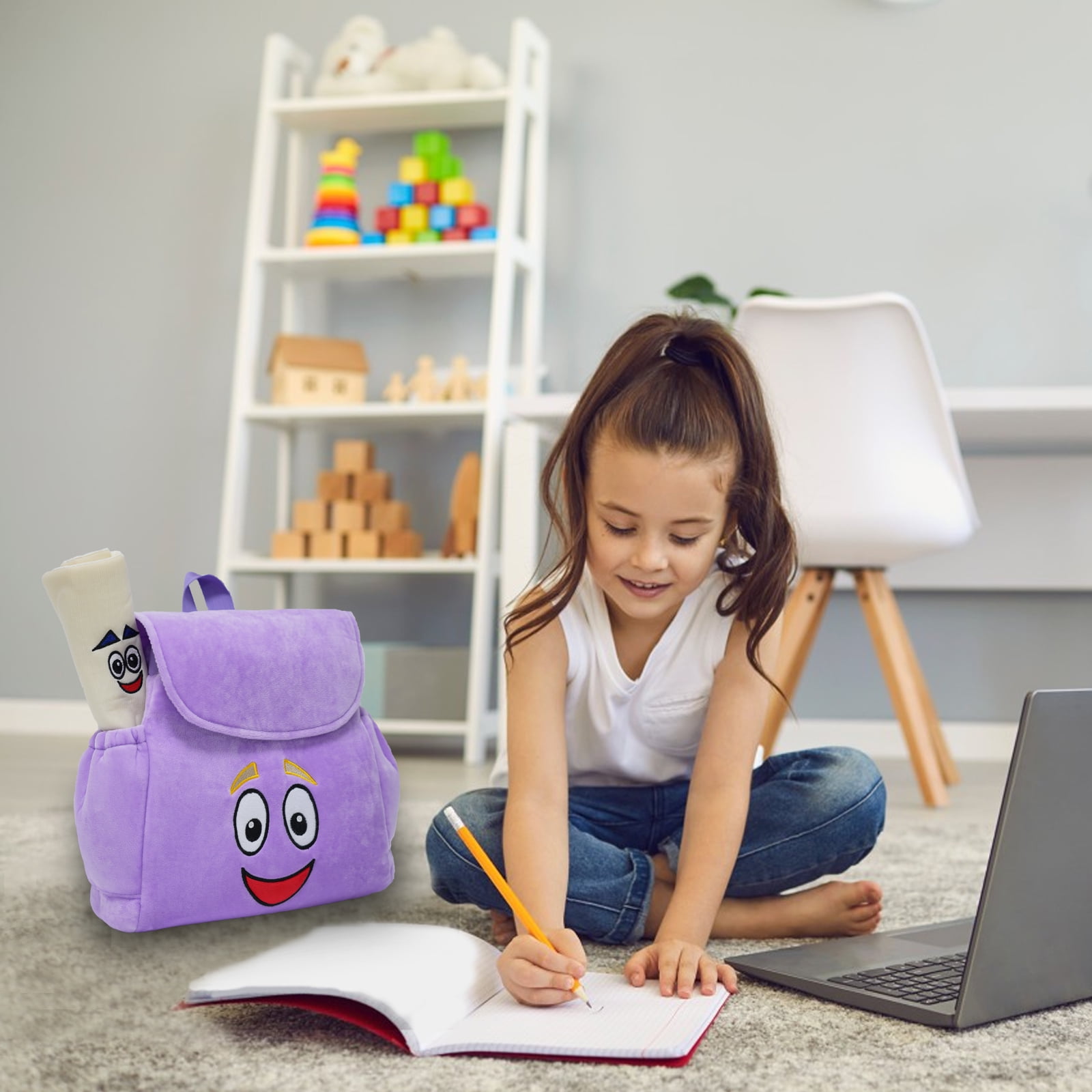 Foto 3 pulgar | Mochila Infantil De Aventuras Con Mapa De Peluche, 24 Cm, Color Morado - Venta Internacional.