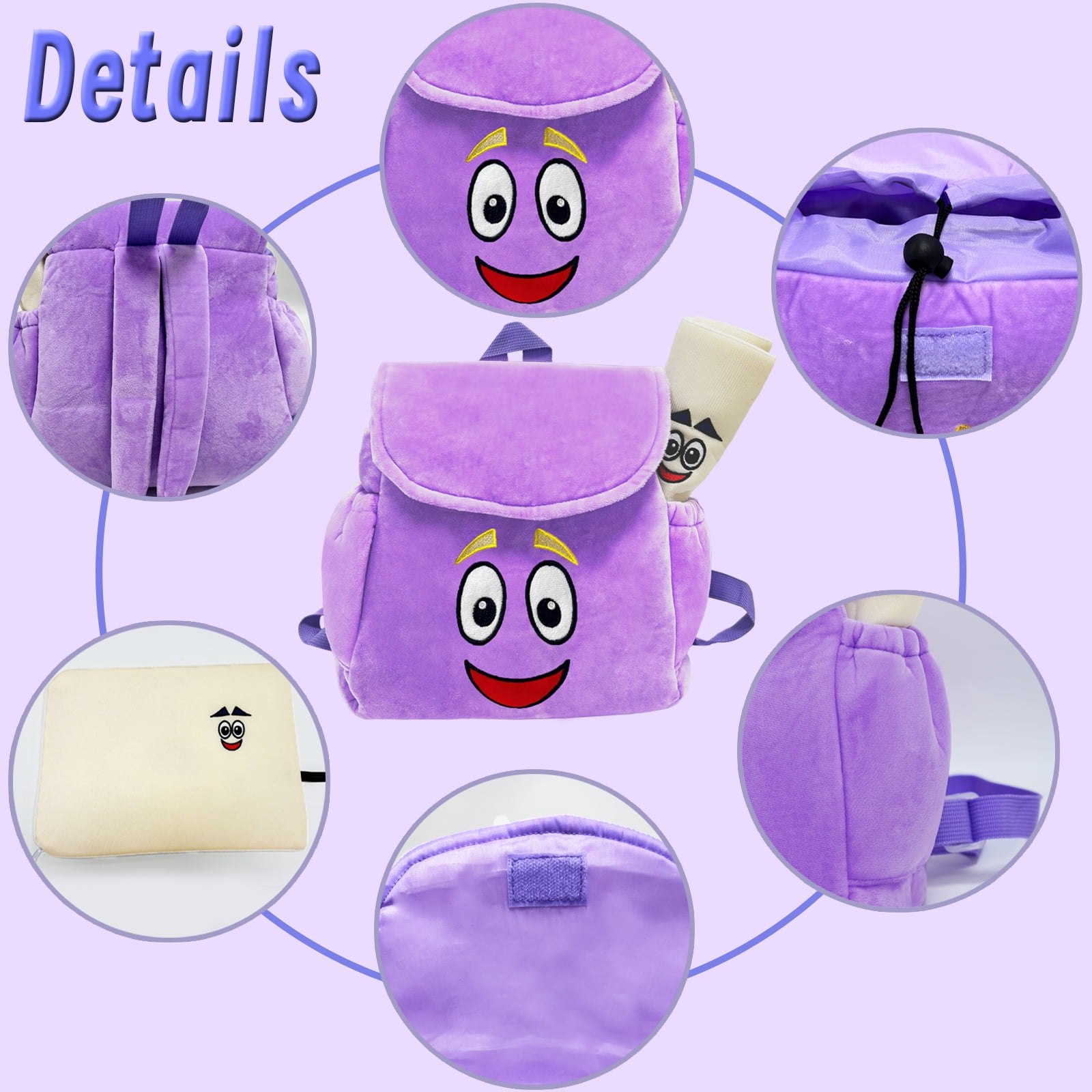 Foto 5 pulgar | Mochila Infantil De Aventuras Con Mapa De Peluche, 24 Cm, Color Morado - Venta Internacional.