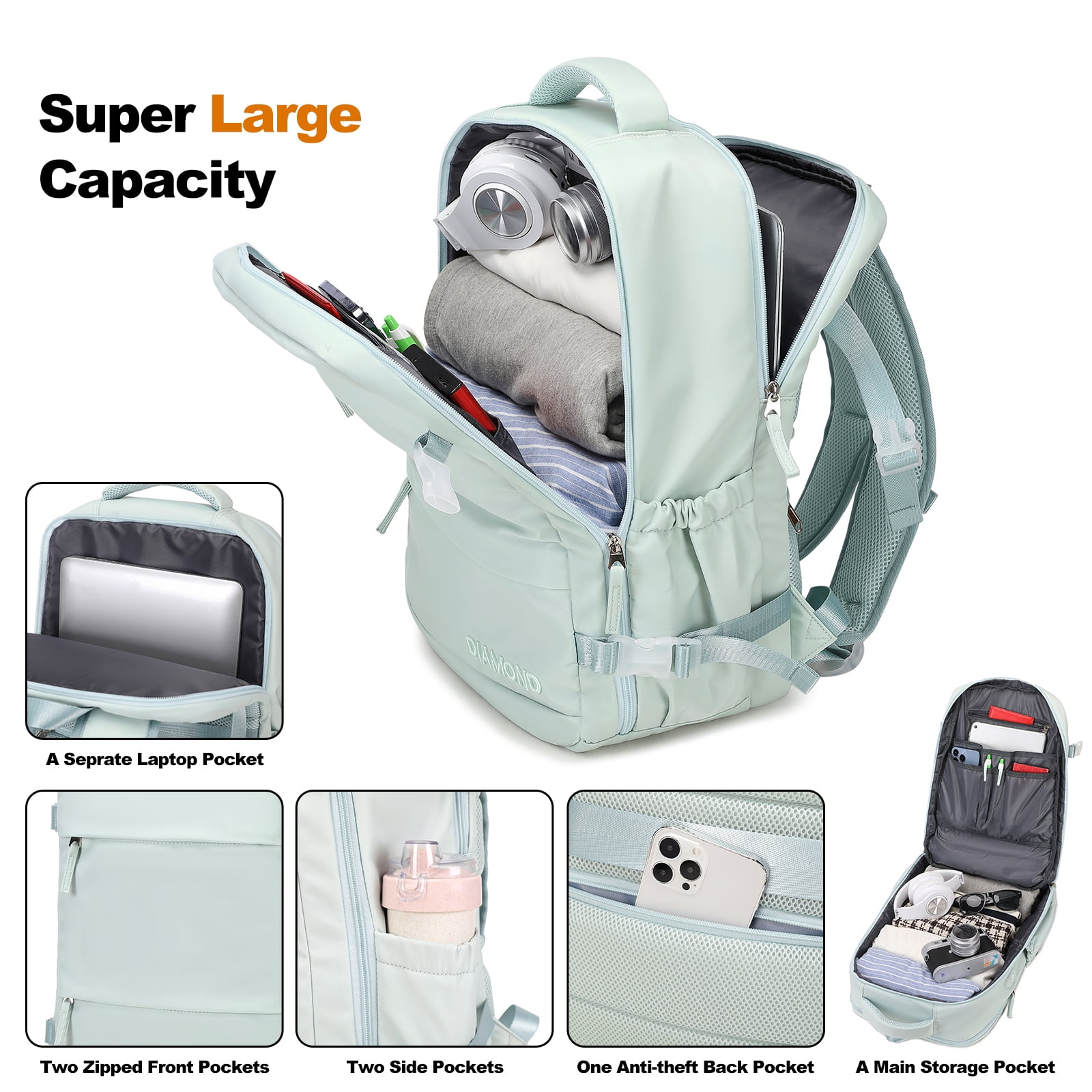 Foto 6 | Mochila Para Portátil Leisure Travel De 17 Pulgadas Con Bolsa Multifunción - Venta Internacional.