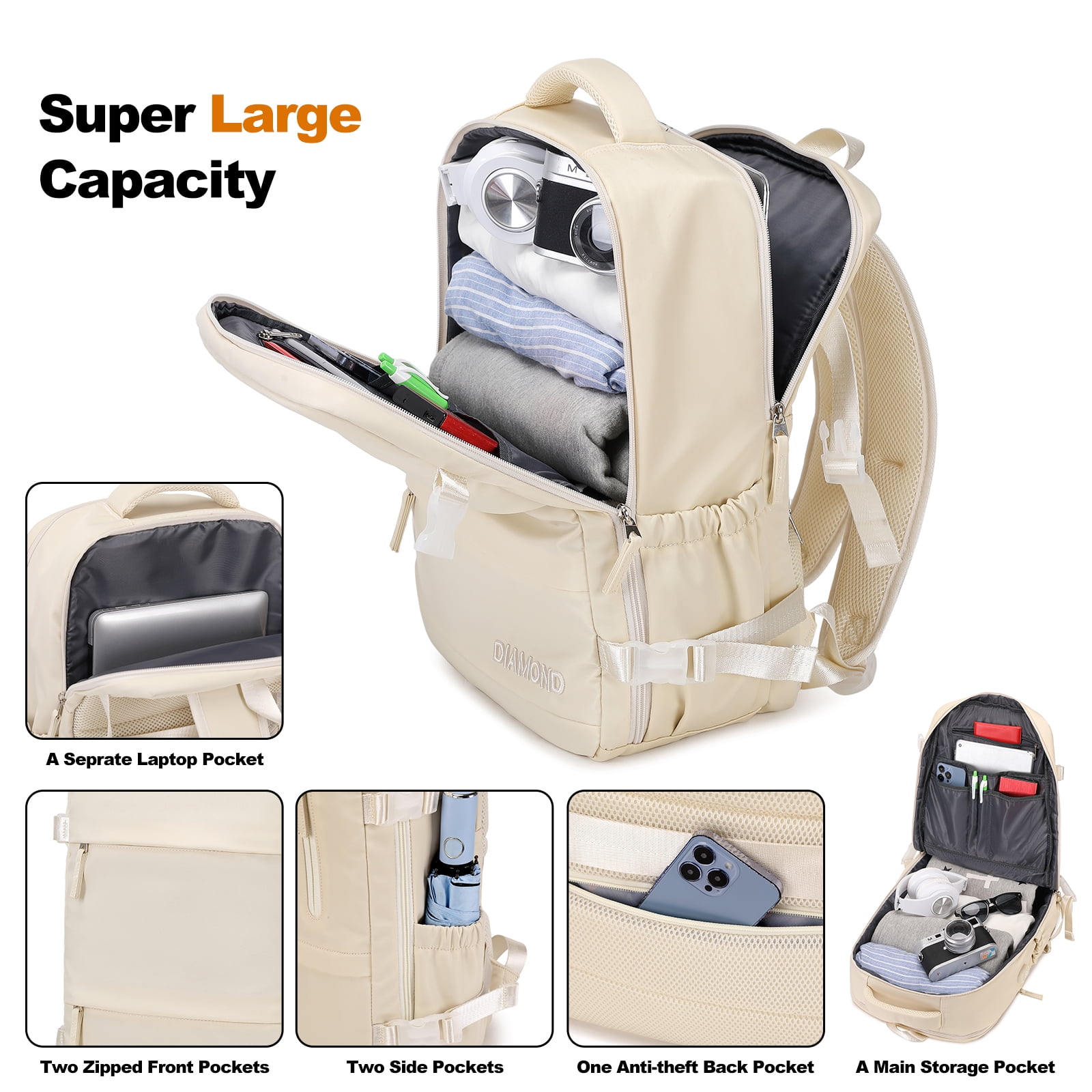 Foto 3 pulgar | Mochila Para Portátil Leisure Travel De 17 Pulgadas Con Bolsa Multifunción - Venta Internacional.