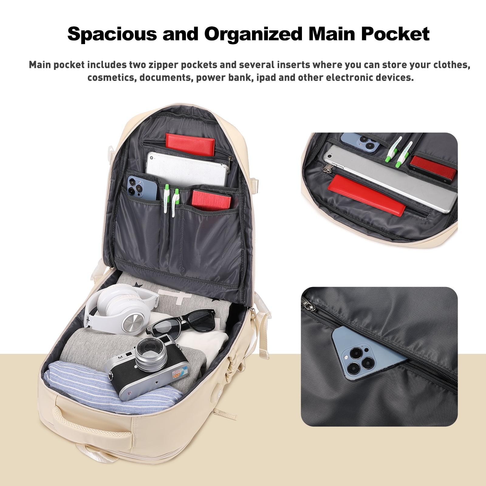 Foto 6 pulgar | Mochila Para Portátil Leisure Travel De 17 Pulgadas Con Bolsa Multifunción - Venta Internacional.