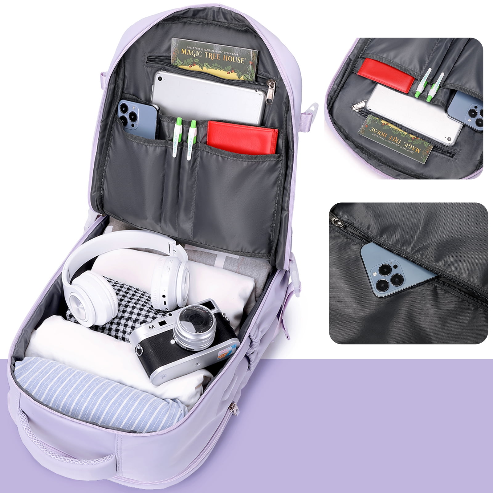 Foto 3 pulgar | Mochila Leisure Travel Para Portátil De 17 Pulgadas, Nailon Morado - Venta Internacional.