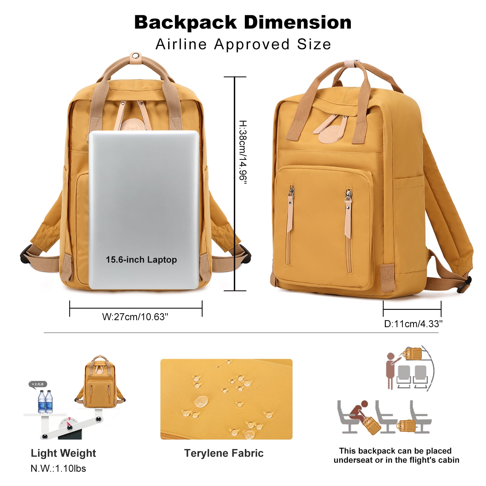 Foto 4 pulgar | Mochila Genérica Elegante Para Portátil De 15 Pulgadas, Color Naranja - Venta Internacional.