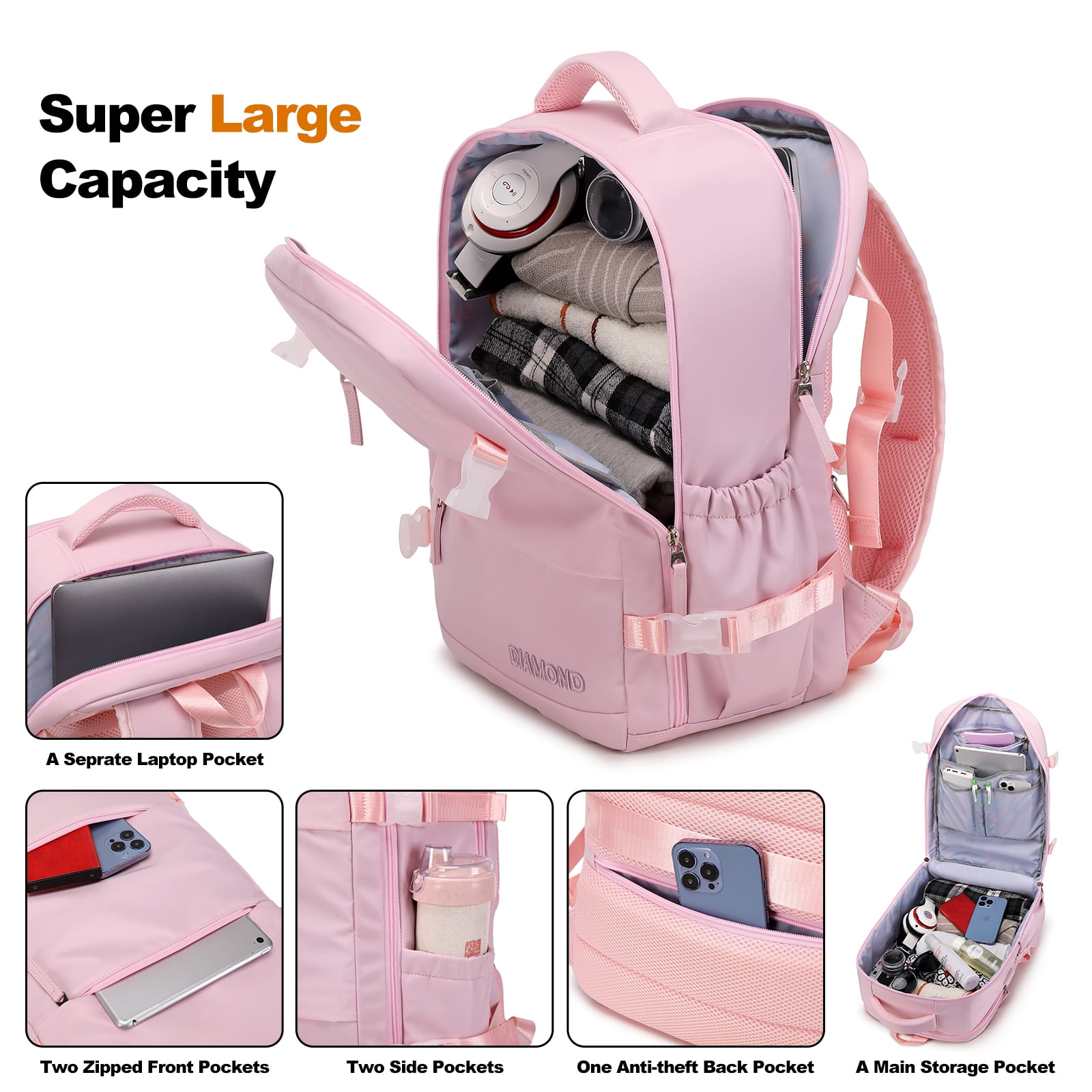 Foto 3 pulgar | Mochila Para Portátil Leisure Travel De 17 Pulgadas Con Bolsa Multifunción - Venta Internacional.