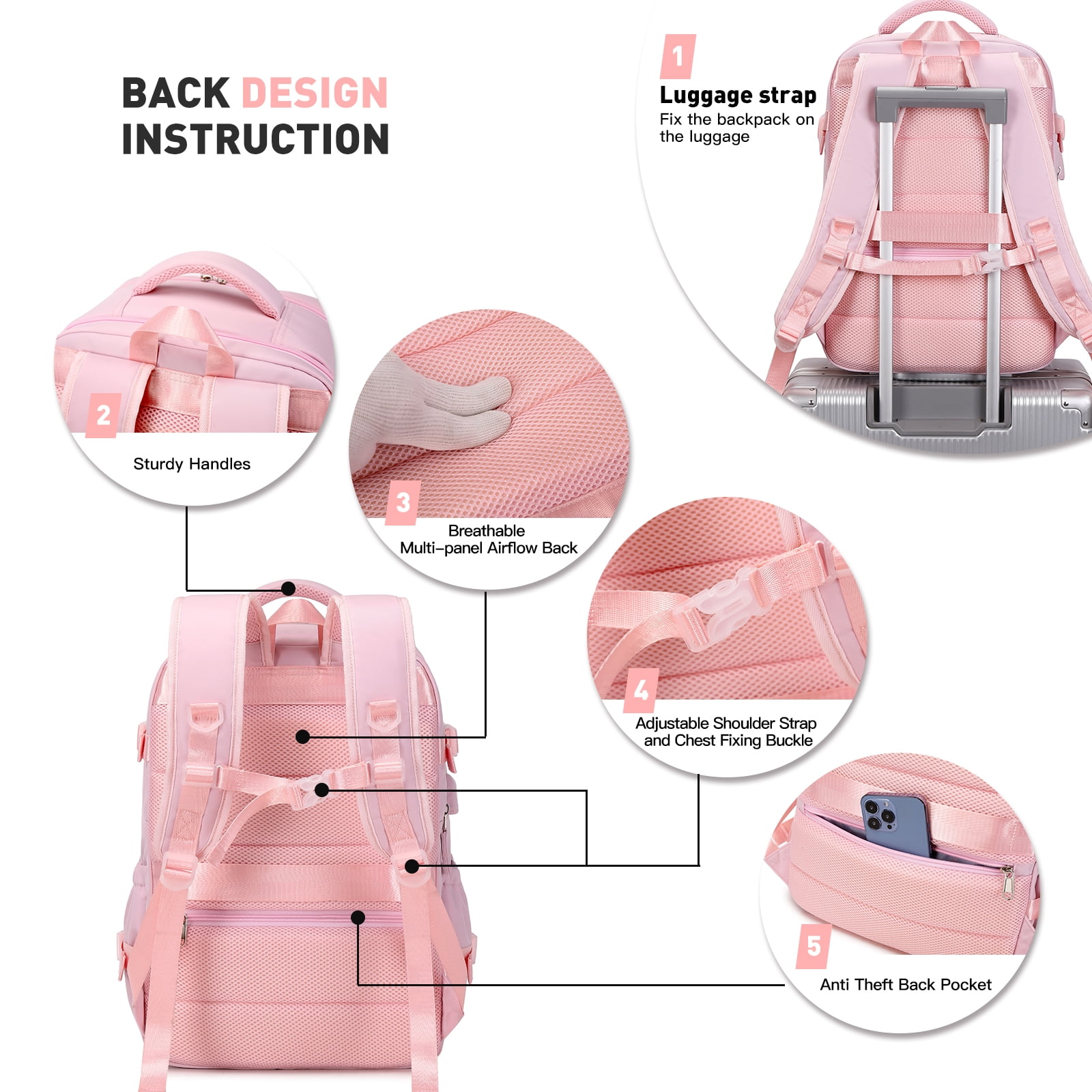 Foto 4 pulgar | Mochila Para Portátil Leisure Travel De 17 Pulgadas Con Bolsa Multifunción - Venta Internacional.