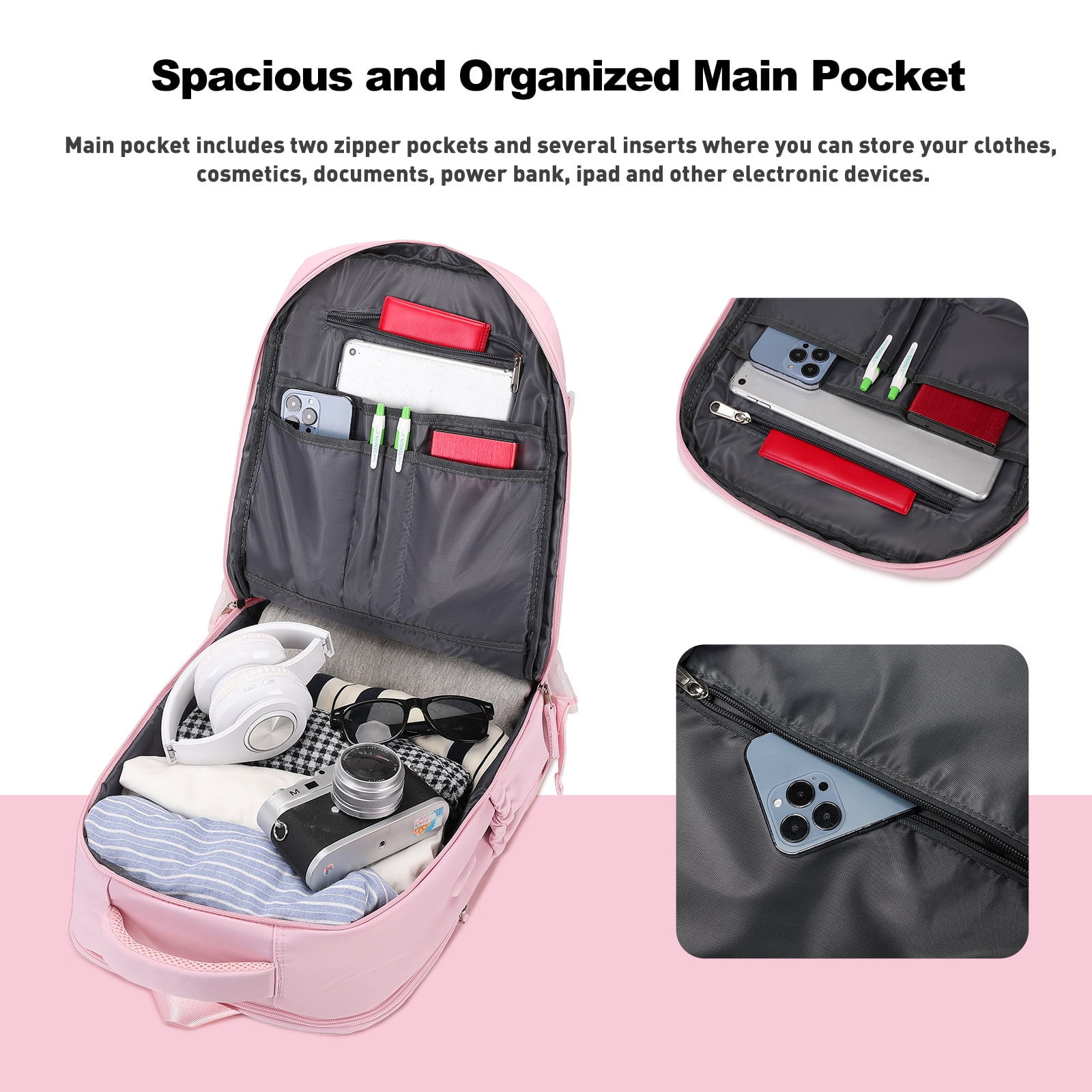 Foto 6 pulgar | Mochila Para Portátil Leisure Travel De 17 Pulgadas Con Bolsa Multifunción - Venta Internacional.