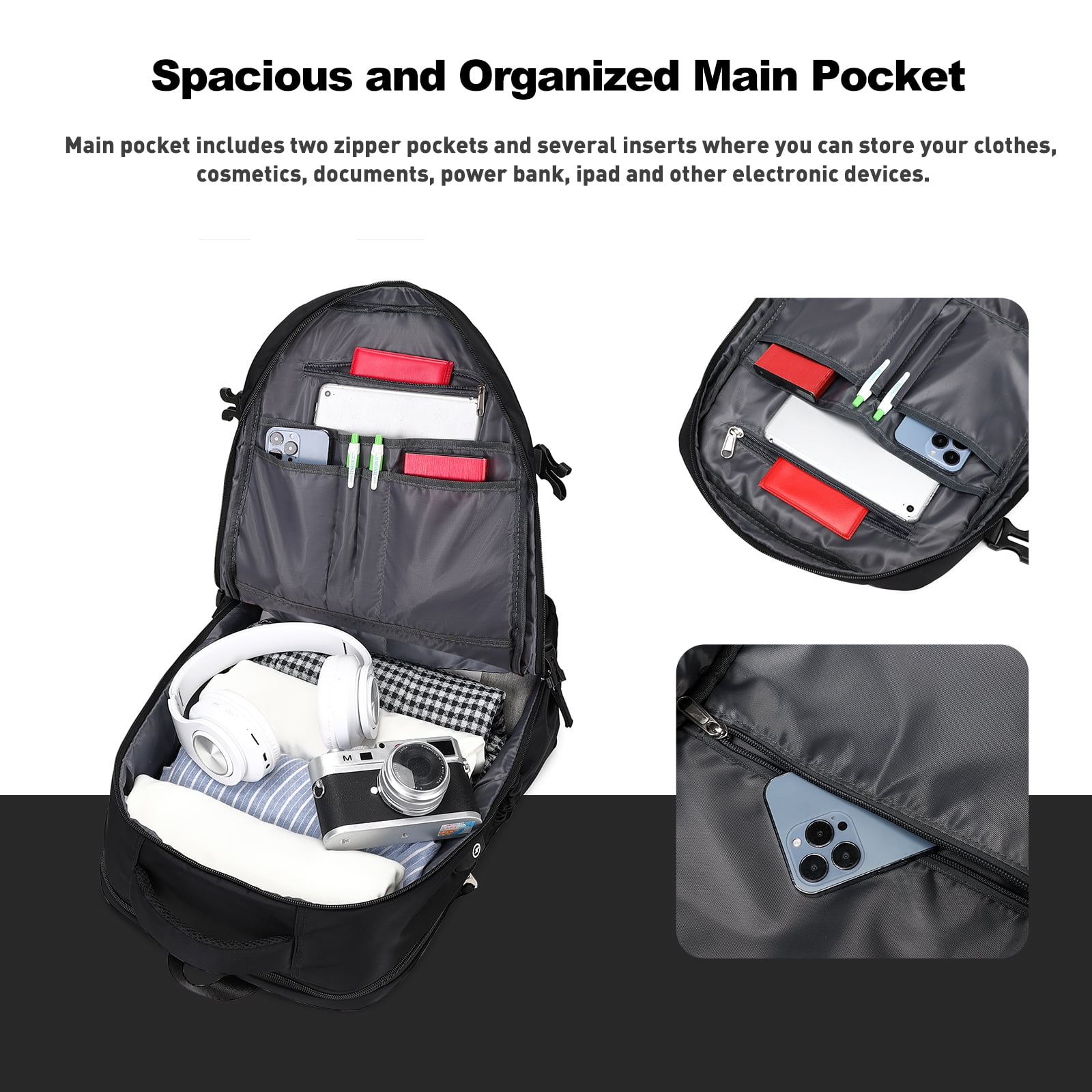 Foto 5 | Mochila De Viaje De Ocio Para Portátil Negra De 17 Pulgadas - Venta Internacional.