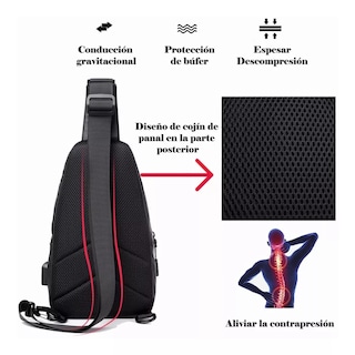 Foto 2 | Mariconera Impermeable Pechera Con Usb, Mochila Cruzada Eo Safe Imports Esi-15285 Negro
