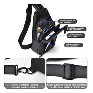 Foto 3 | Mariconera Impermeable Pechera Con Usb, Mochila Cruzada Eo Safe Imports Esi-15285 Negro
