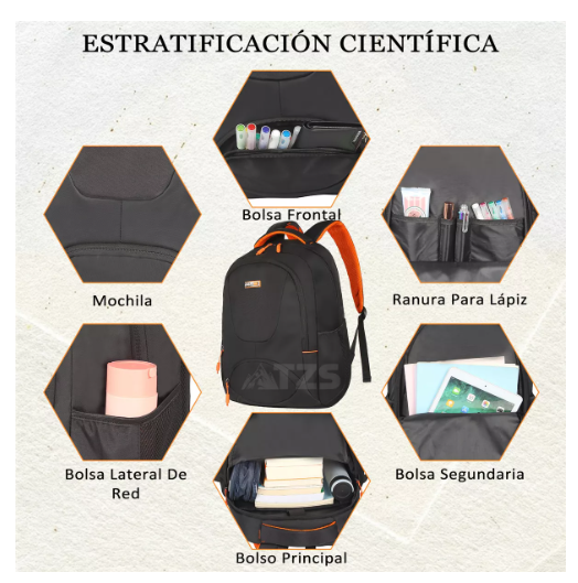 Foto 3 | Mochila Escolar Viaje Bolsa Casual Para Laptop 15.6 Inch Hombres Grande Color Negro Multifunción