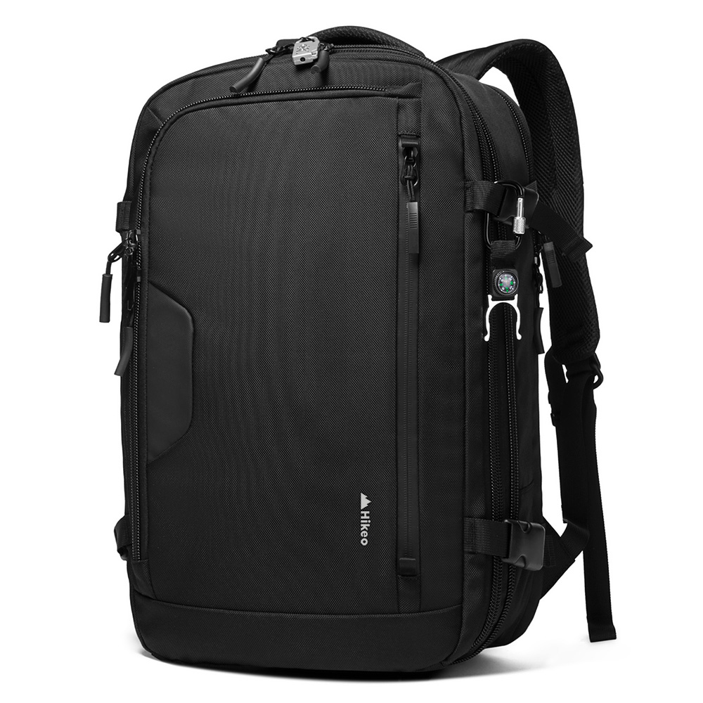 Mochila De Viaje Expandible Antirrobo Laptop De 18” Impermeable, Hikeo, Color Negro