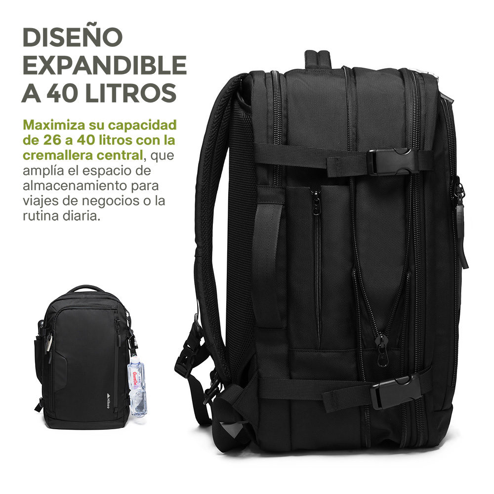 Foto 4 pulgar | Mochila De Viaje Expandible Antirrobo Laptop De 18” Impermeable, Hikeo, Color Negro