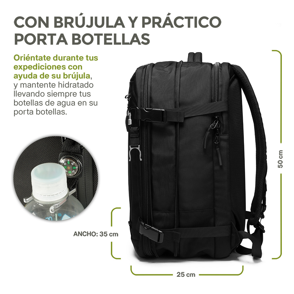 Foto 9 pulgar | Mochila De Viaje Expandible Antirrobo Laptop De 18” Impermeable, Hikeo, Color Negro