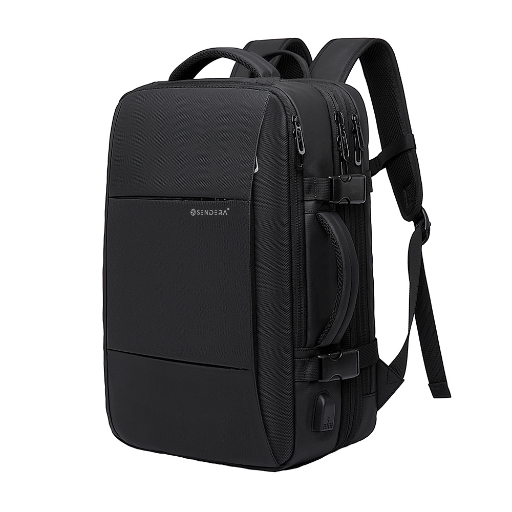 Mochila De Viaje Expandible Laptop 18” Múltiples Compartimentos, Sendera, Color Negro