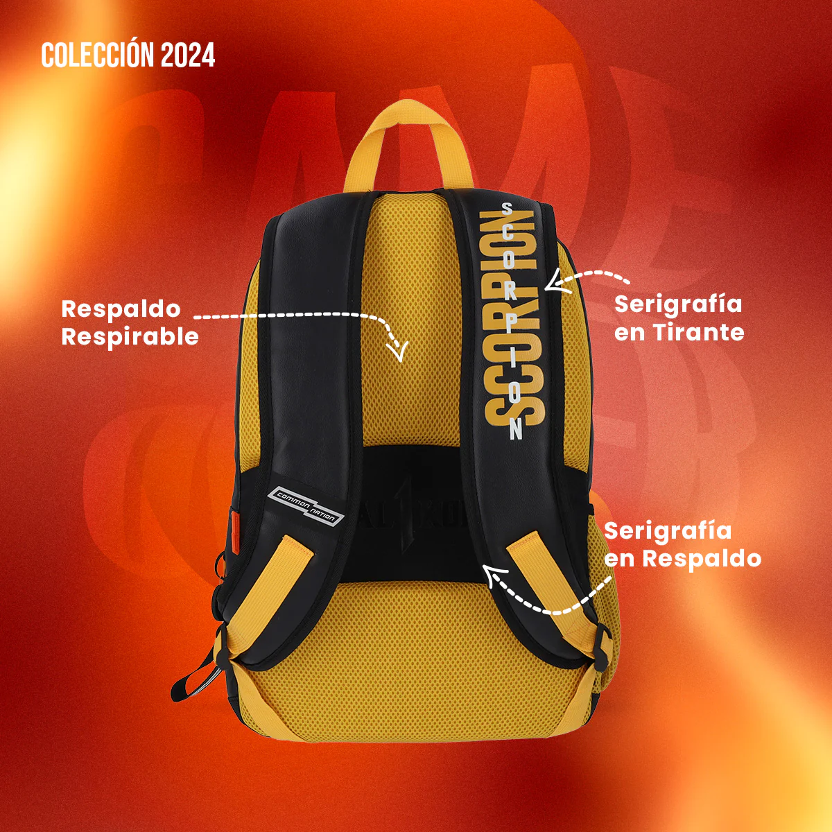 Foto 6 pulgar | Mochila Mortal Kombat Scorpion Get Over Here Amarilla Backpack Edicion Especial