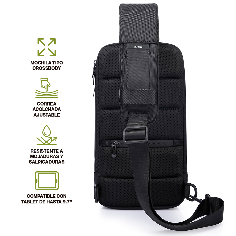 Foto 2 | Mochila Crossbody Impermeable Para Tablet De 9.7” Mariconera, Hikeo, Color Negro