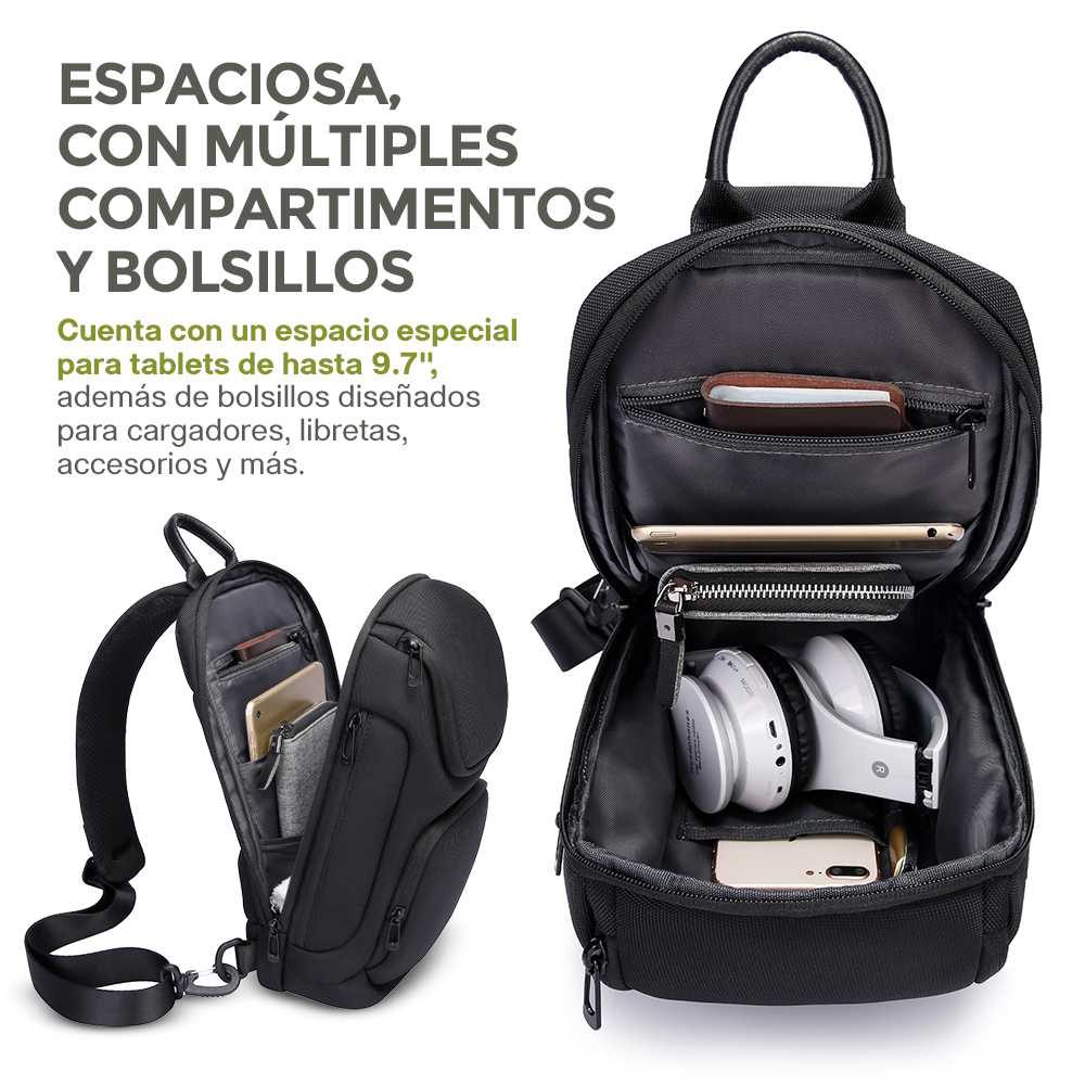 Foto 5 pulgar | Mochila Crossbody Impermeable Para Tablet De 9.7” Mariconera, Hikeo, Color Negro