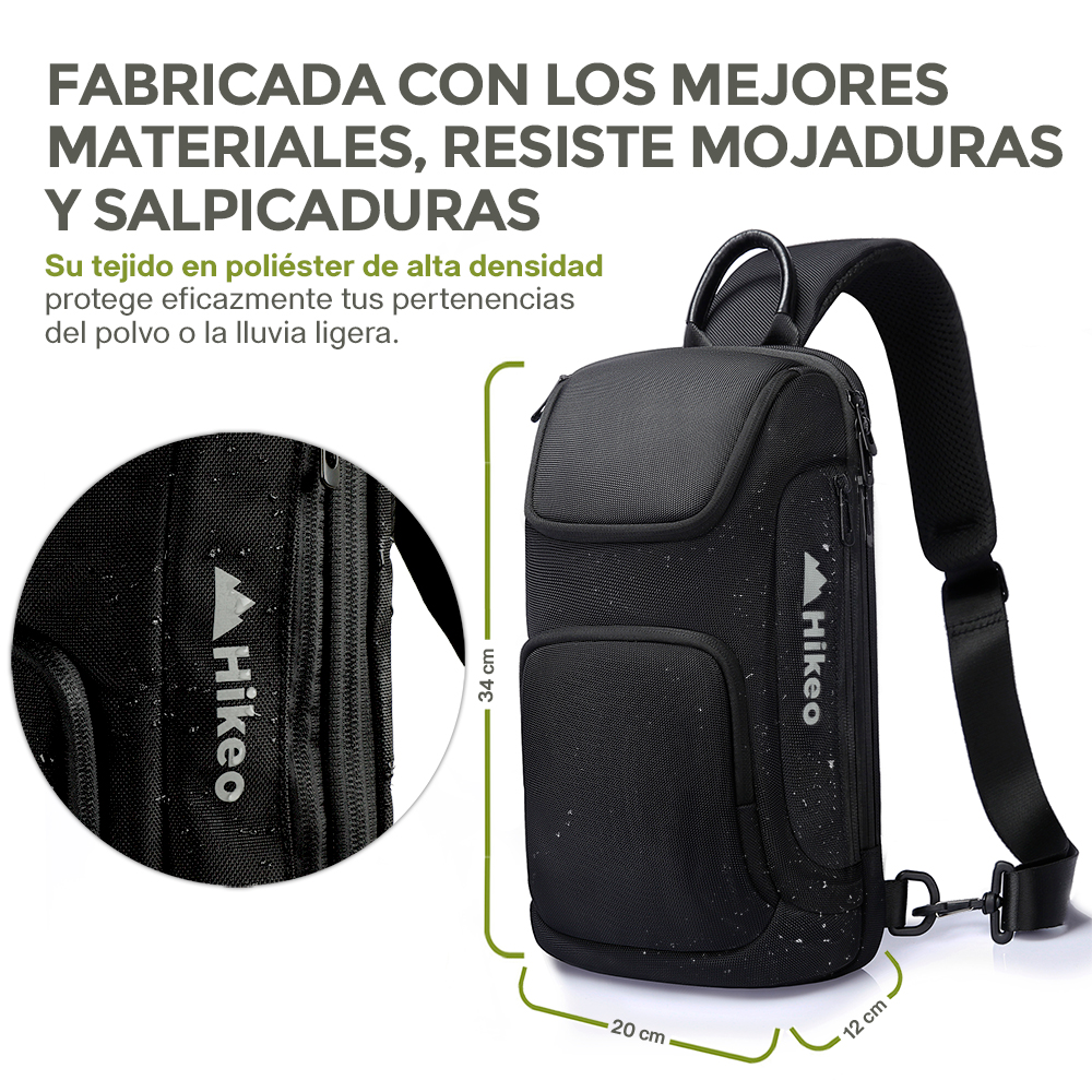 Foto 6 pulgar | Mochila Crossbody Impermeable Para Tablet De 9.7” Mariconera, Hikeo, Color Negro