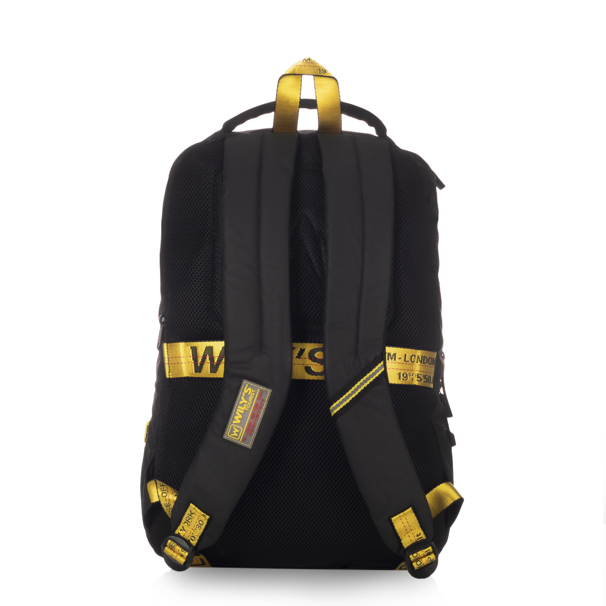 Foto 4 pulgar | Mochila Ejecutiva Negra 0533 Detalles Amarillos Wilys Diseño De La Tela Liso
